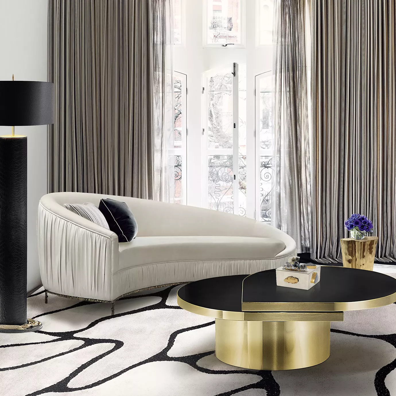 Mesa de Centro Latão Polido Dewdrops