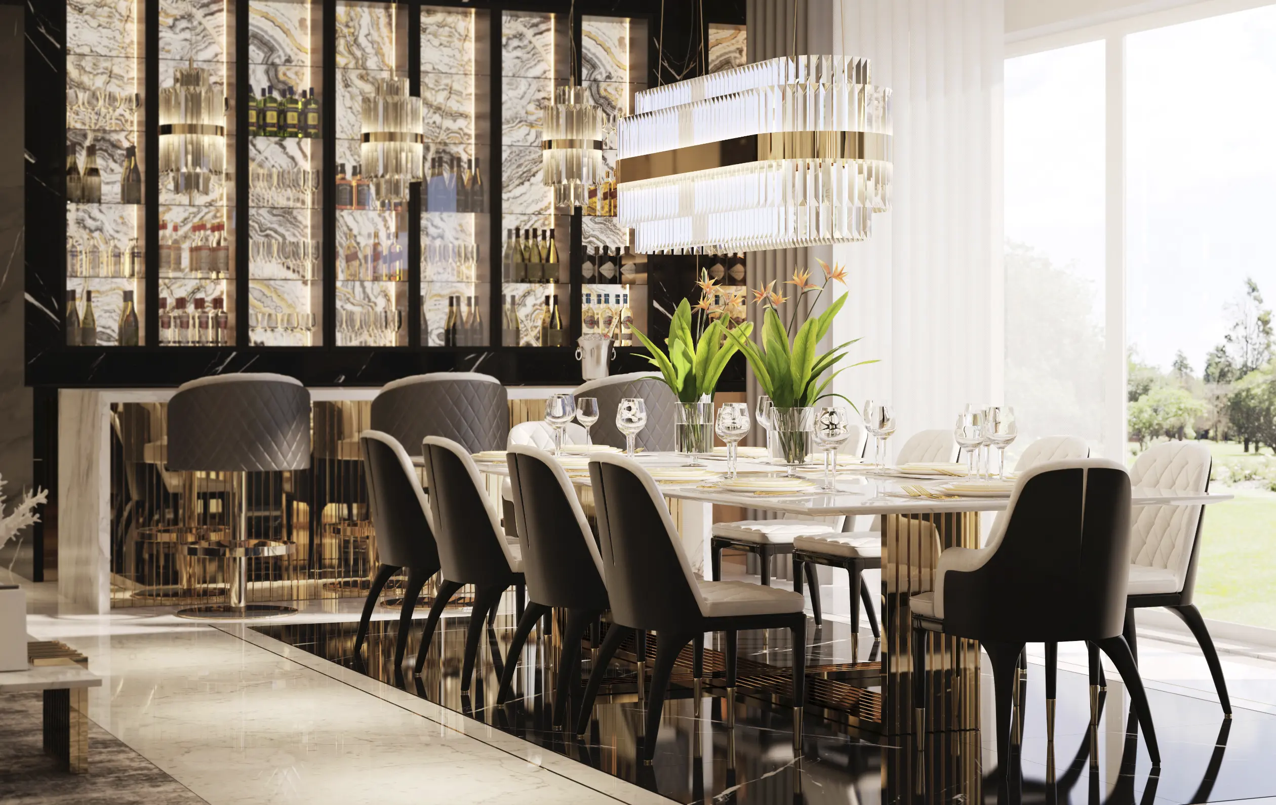 Candeeiro suspenso snooker dourado Freedom