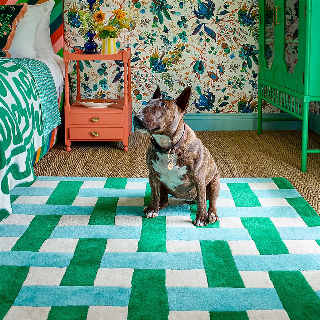 Tapete Basket Weave Esmeralda/Água-marinha | Tamanho: 170 × 240 cm