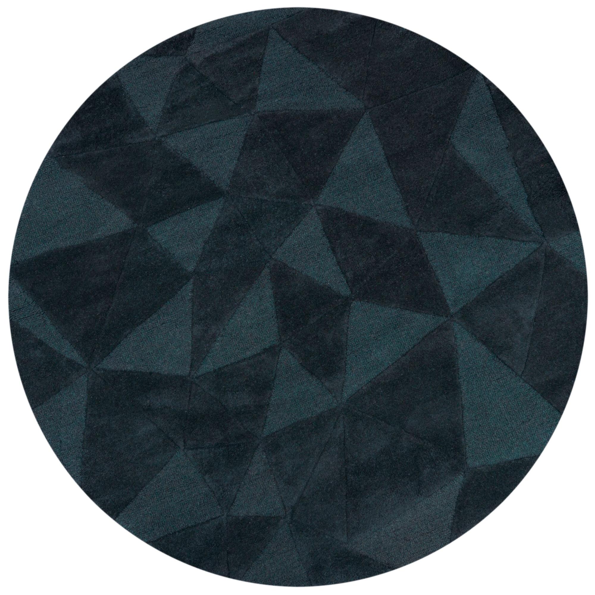 Tapete Redondo Mosaico de Triângulos Azul-Petróleo
