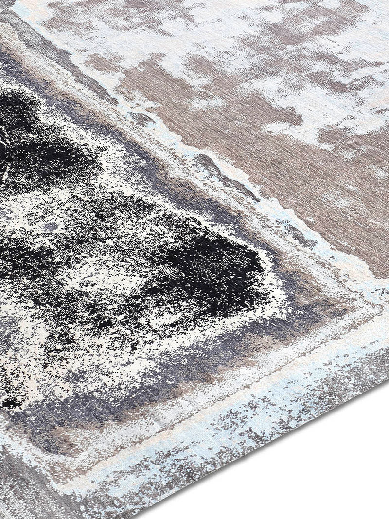 Tapete Prateado / Cinzento Abstracto Feito à Mão Luxury