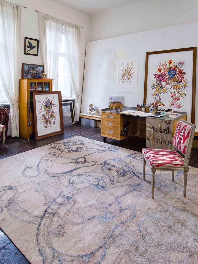 Tapete Elephants Tecido à Mão