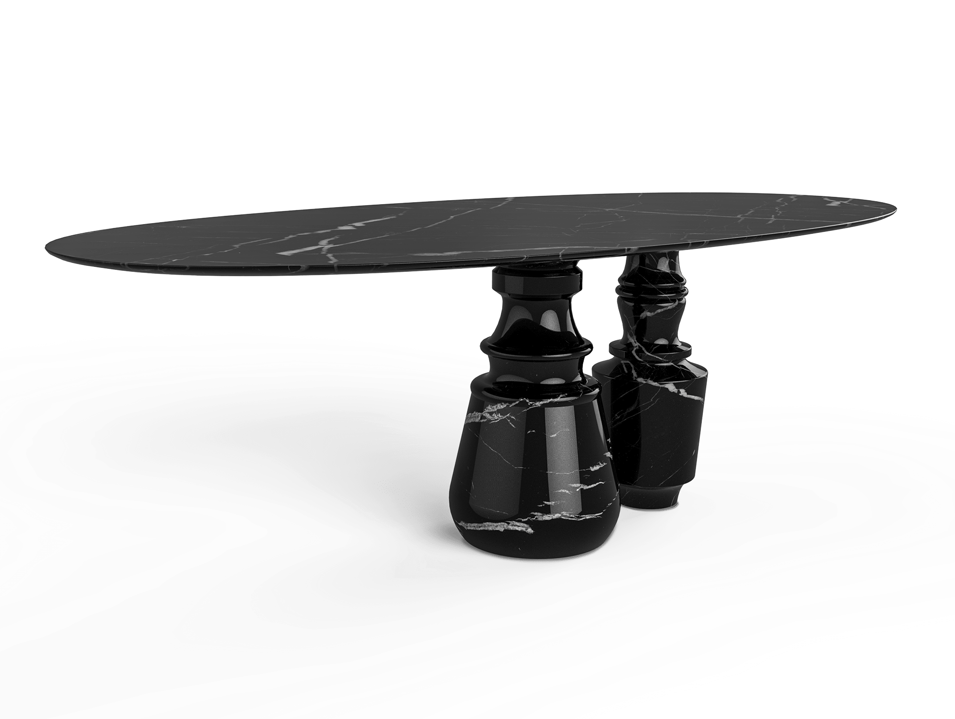 Mesa de Jantar Oval Nero Marquina Obsidian