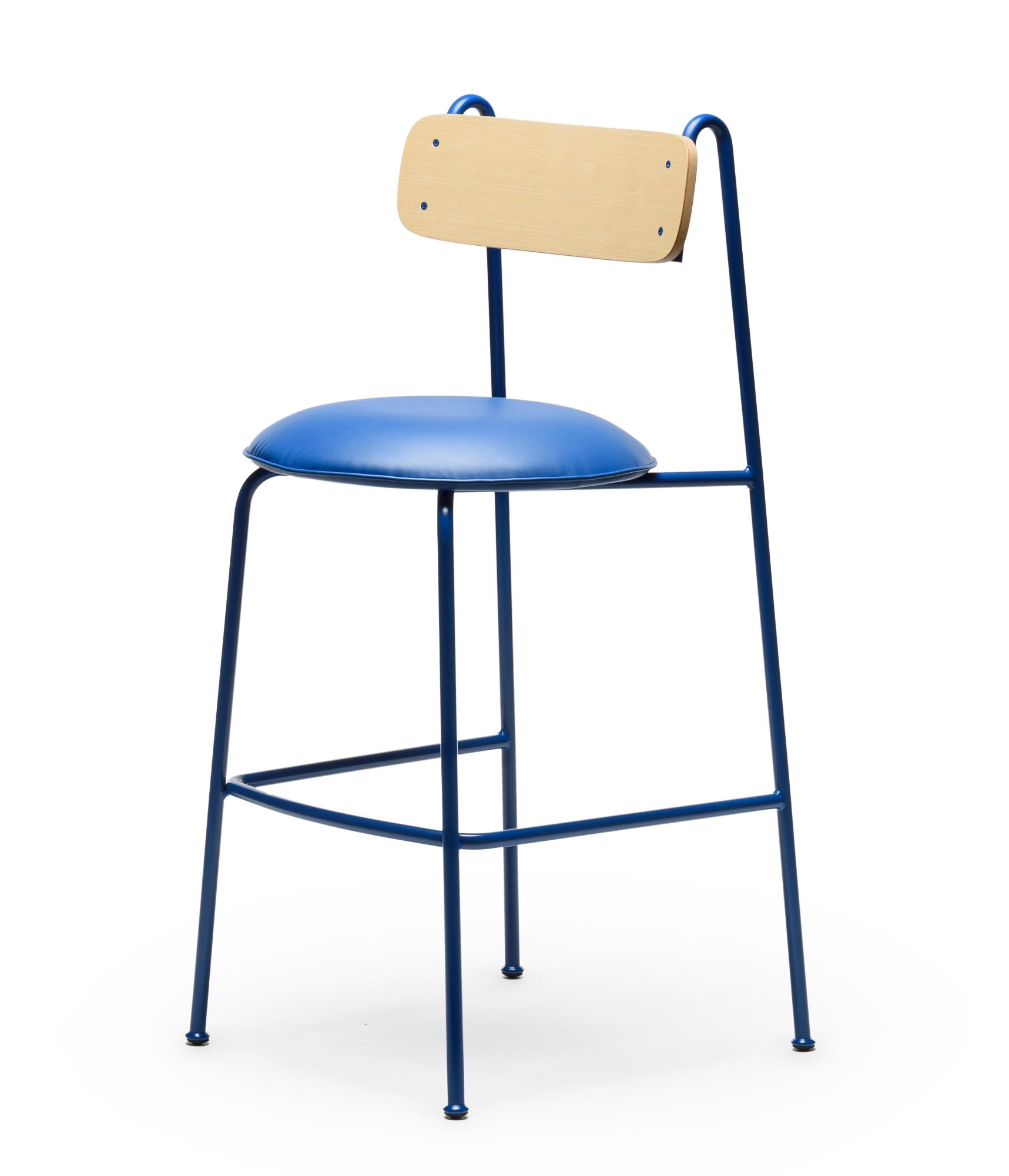 Banco de Bar Lena SG-75 Azul em Freixo