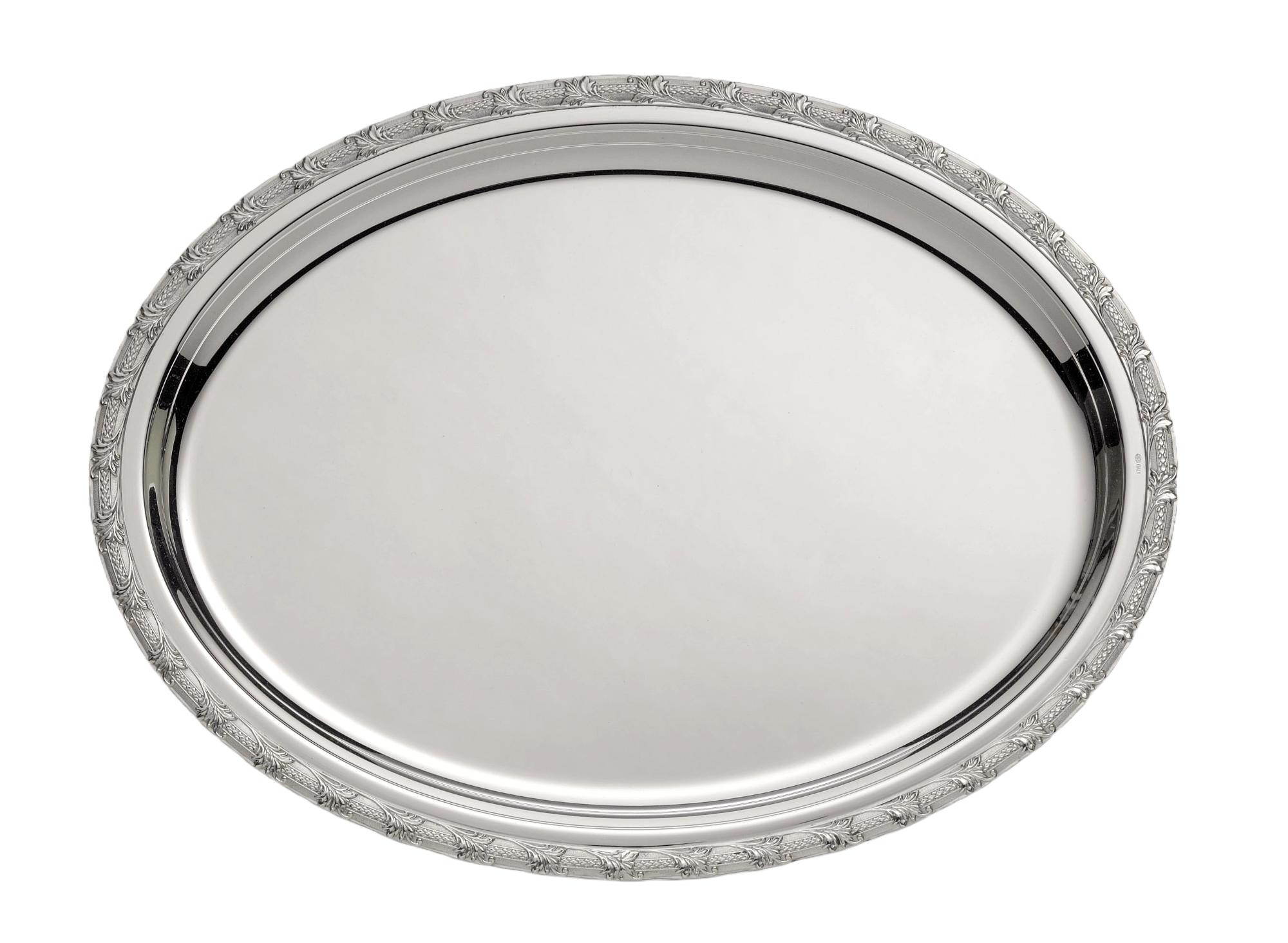 Bandeja oval Royal prateada | Dimensões: 26 × 35 cm