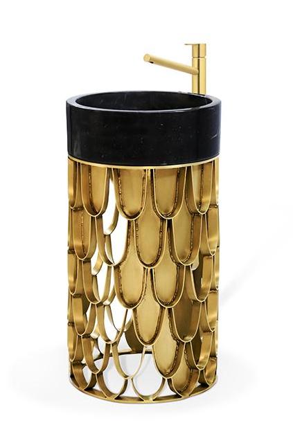 Lavatório de coluna inspirado em carpa