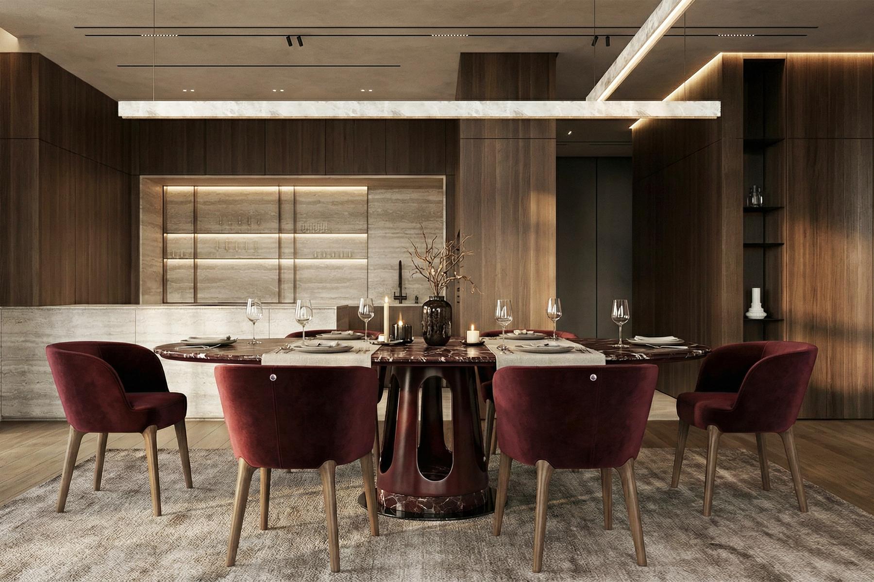 Mesa de Jantar Oval Aura em Mármore