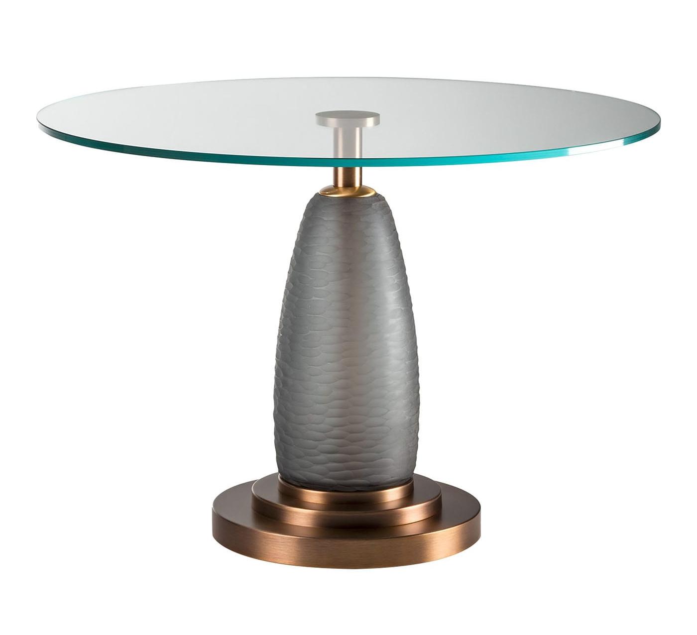 Mesa de Jantar Redonda com Tampo em Vidro e Base em Metal