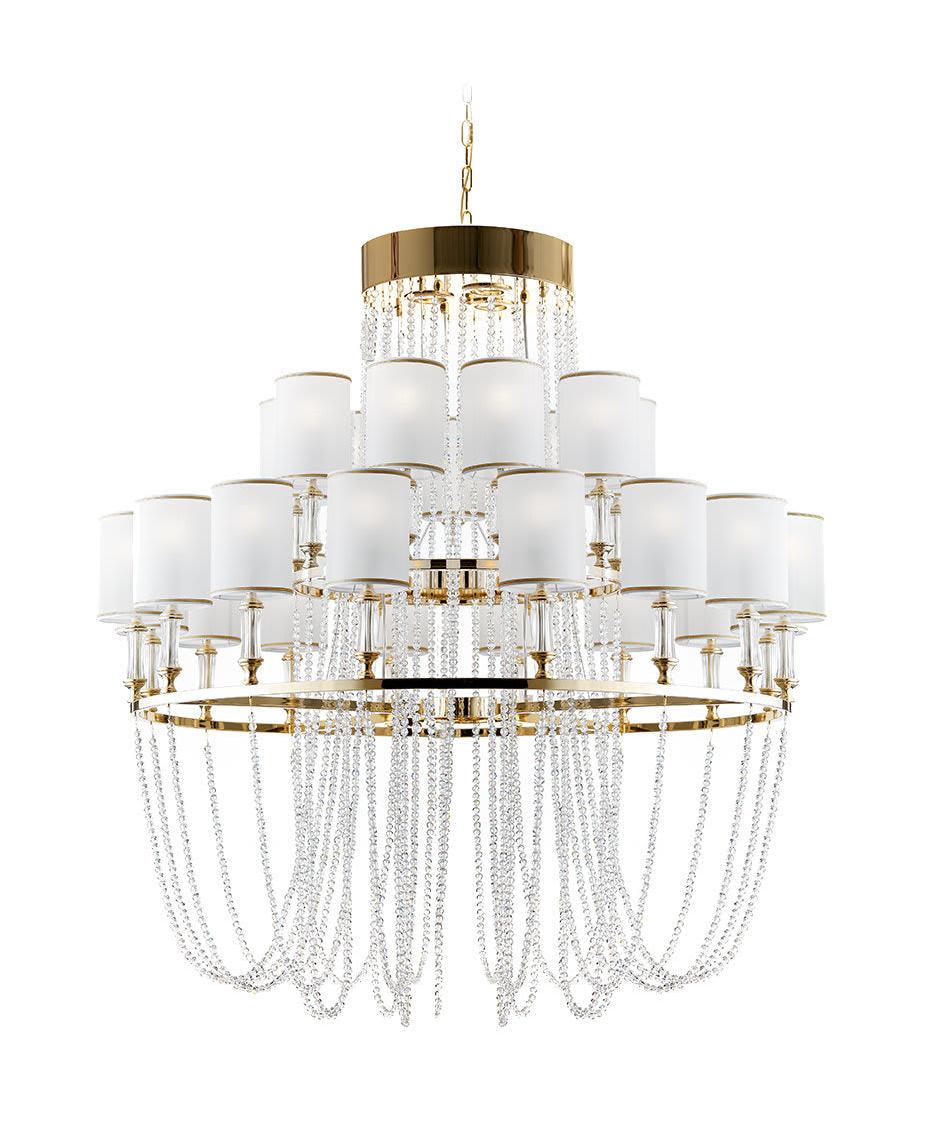 Lustre em Cristal Dourado Polido