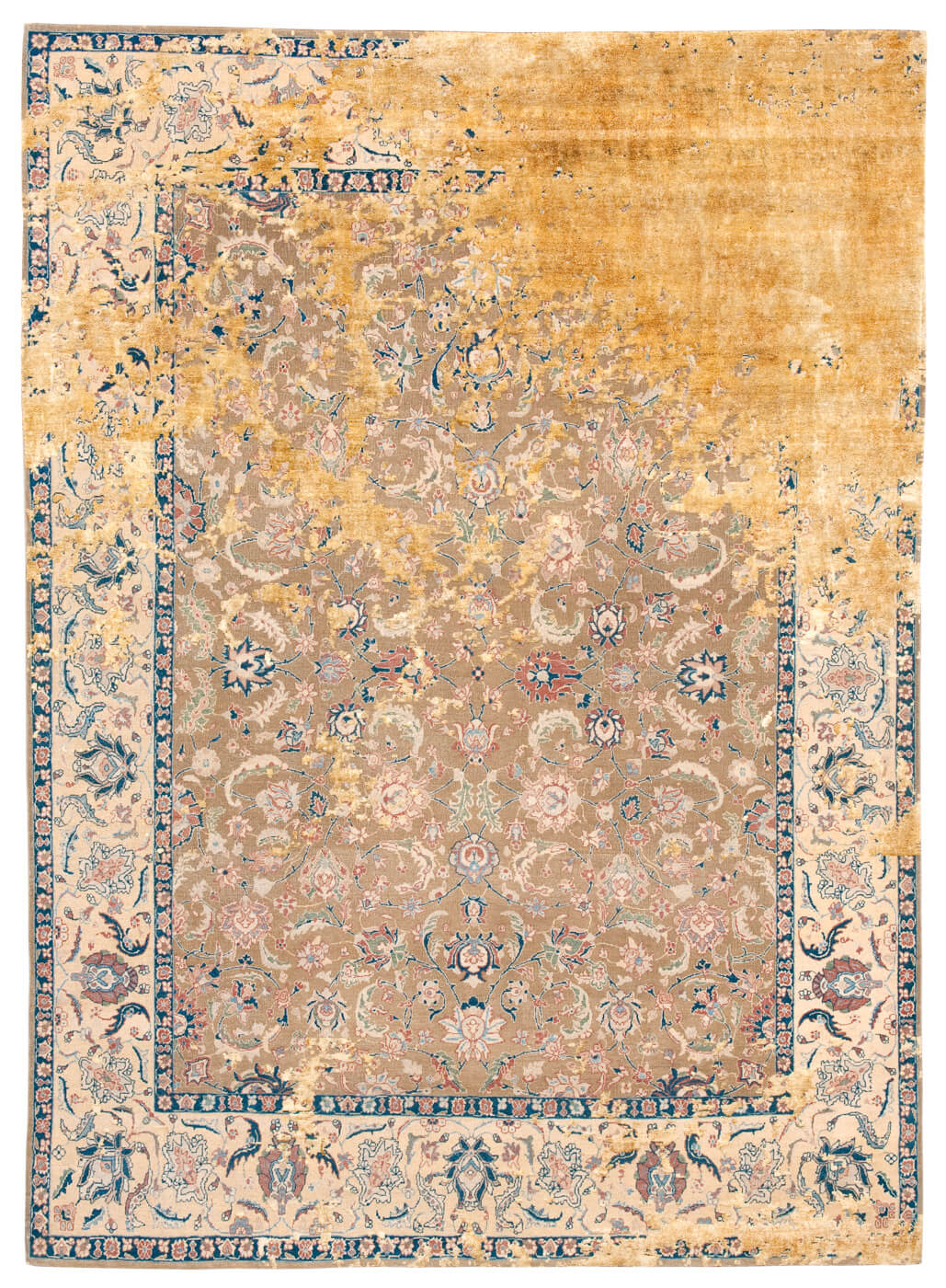 Tapete Seda Agra Westend Rocked Amarelo Ouro | Tamanho: 200 × 300 cm