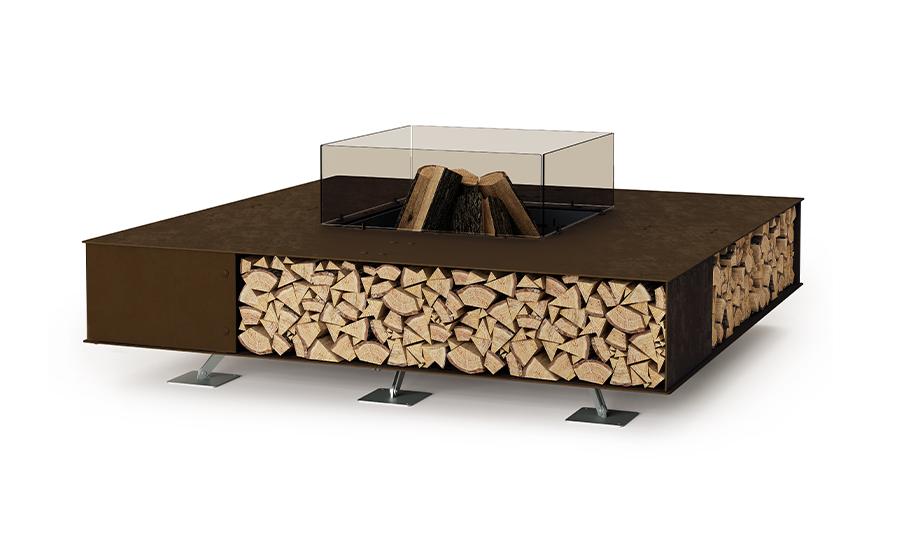 Lareira exterior Toast | Acabamento: Preto | Dimensões: 160 × 160 cm