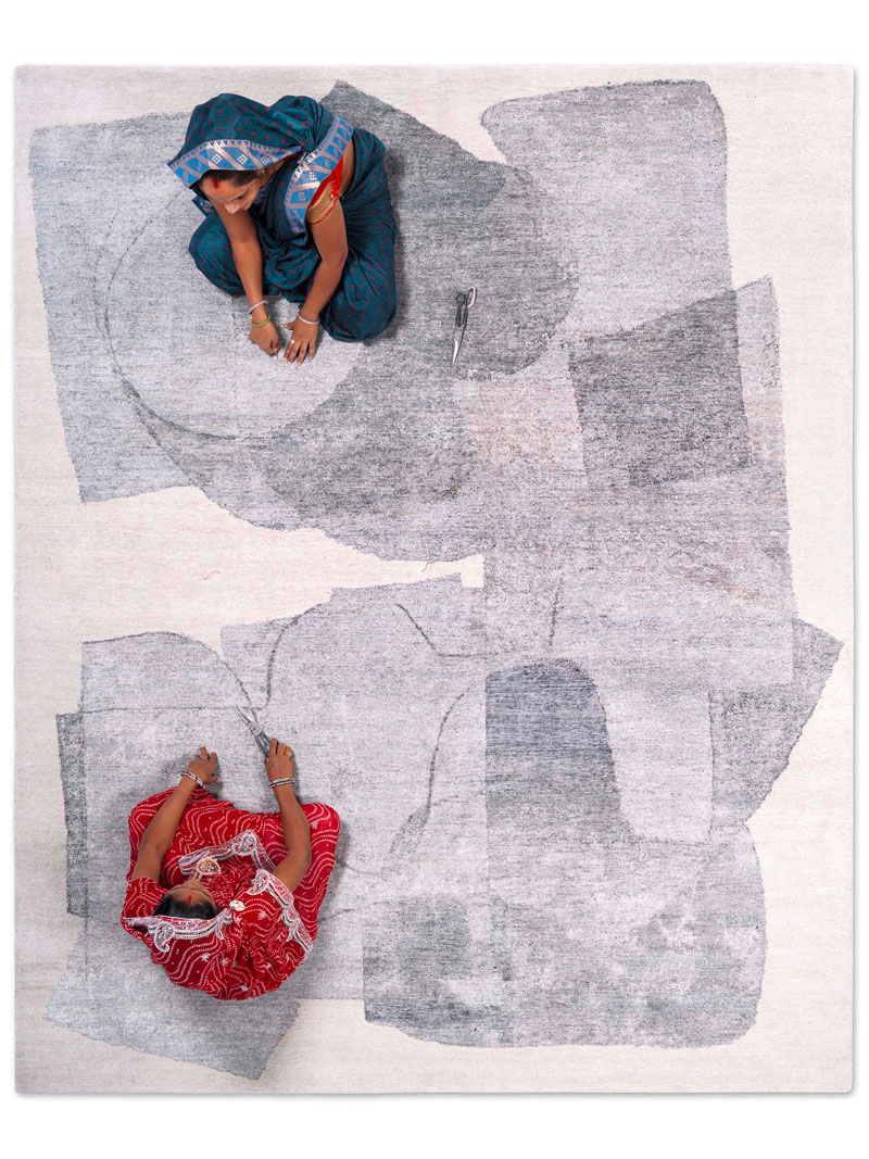 Tapete Snow Prateado Luxury Feito à Mão