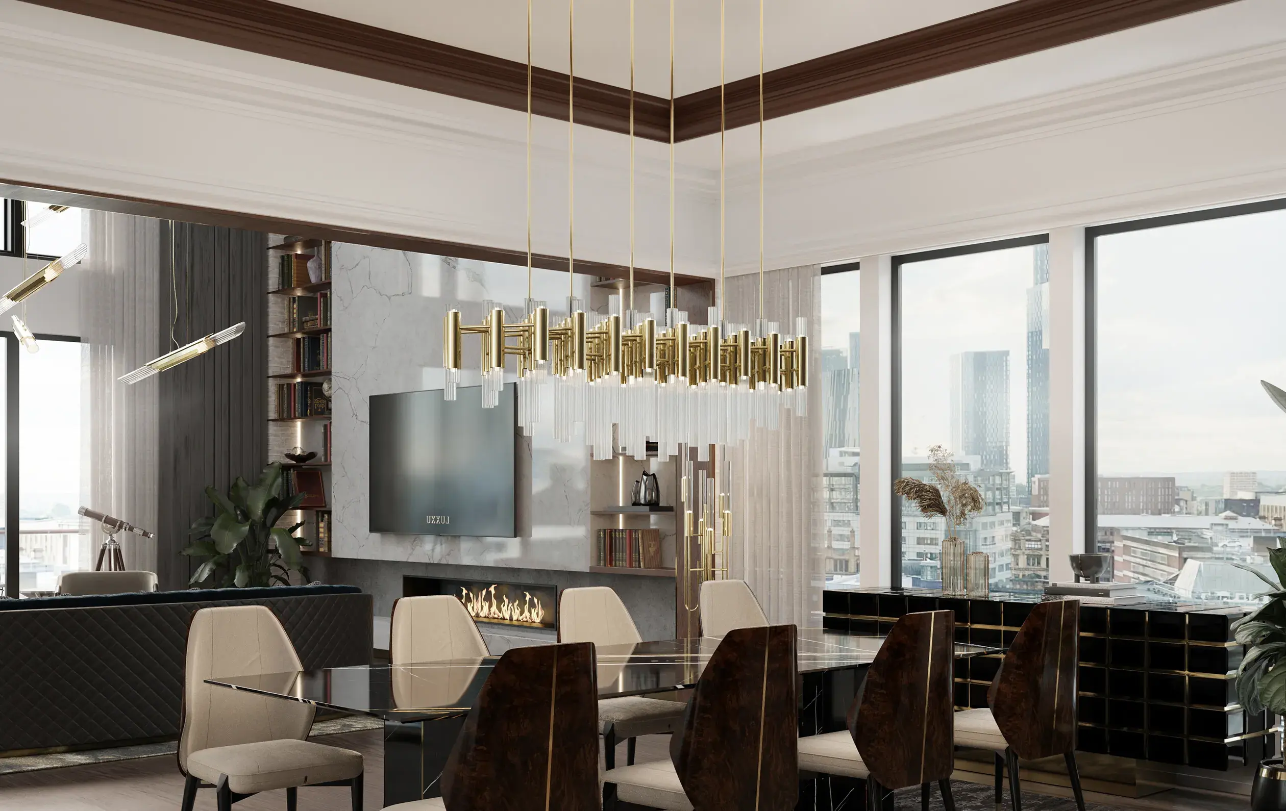 Candeeiro suspenso retangular cascata - 2