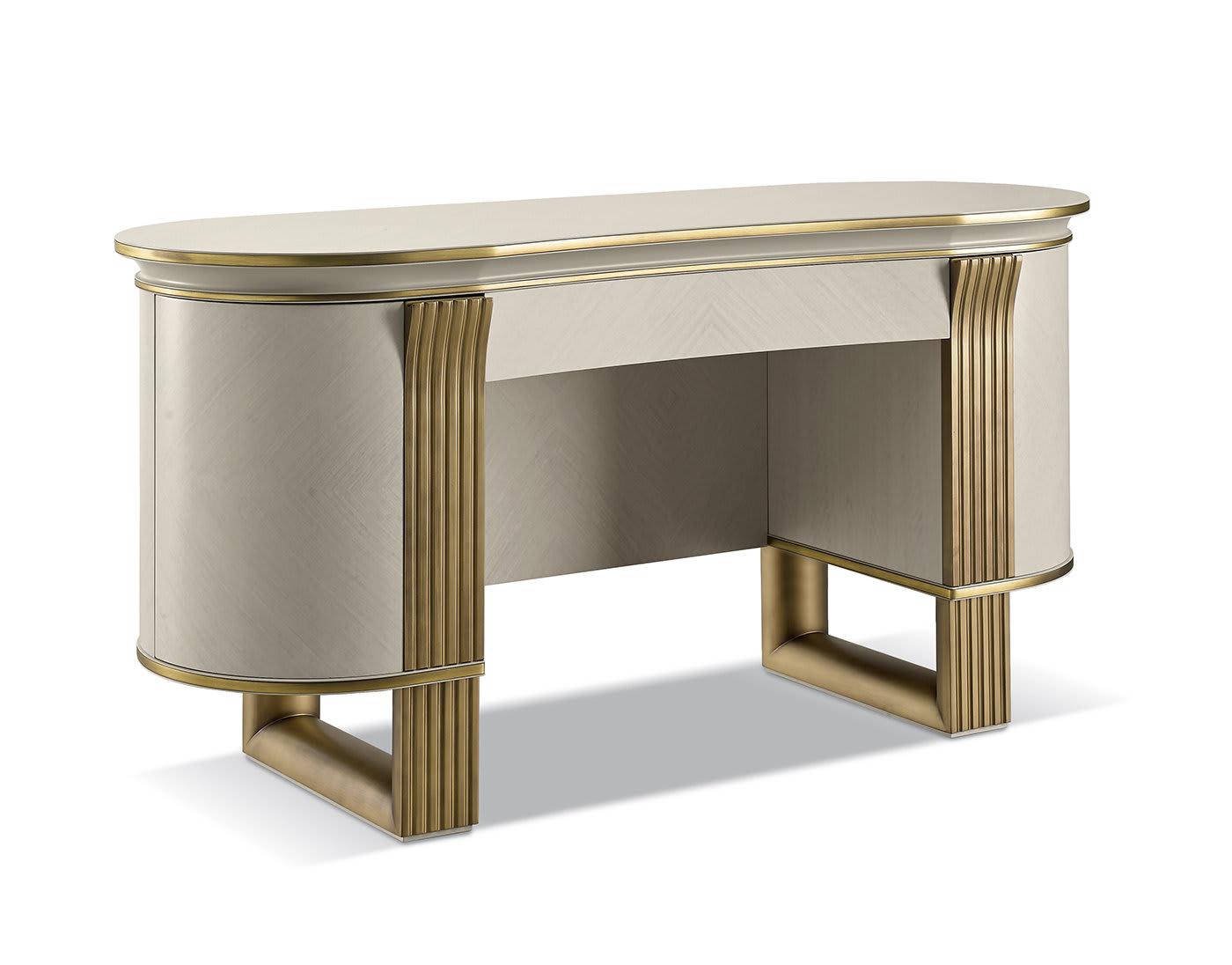 Toucador Oliver Branco/Dourado | Configuração: Com espelho