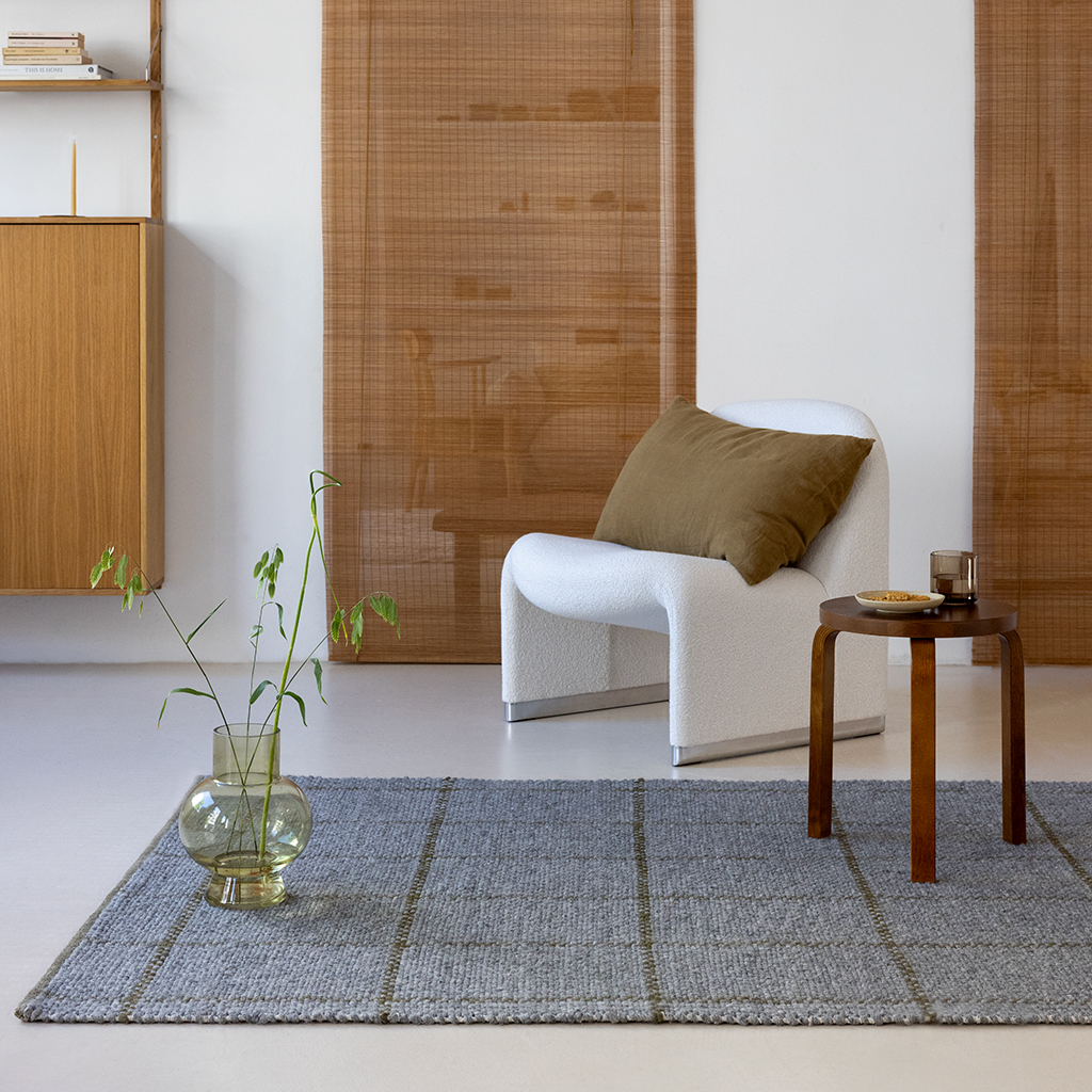 Tapete Craft Matter Check Ardósia/Oliva | Tamanho: 140 × 200 cm