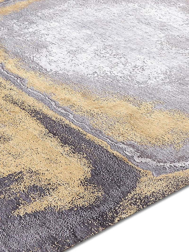 Tapete Gold em Cinzento Tecido à Mão | Tamanho: 183 × 274 cm