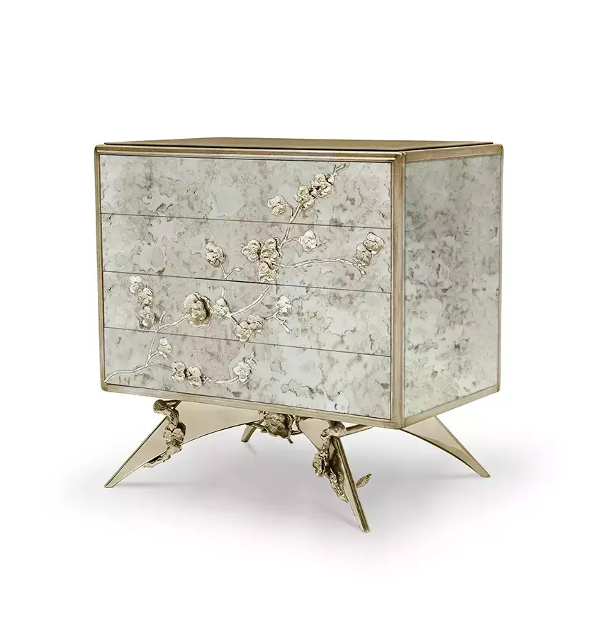 Mesa de Cabeceira Mirage Espelho Envelhecido