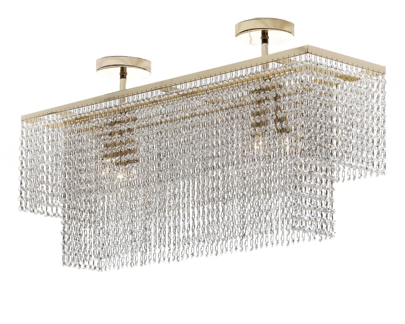 Lustre Rectangular em Ouro com Cristal Asfour