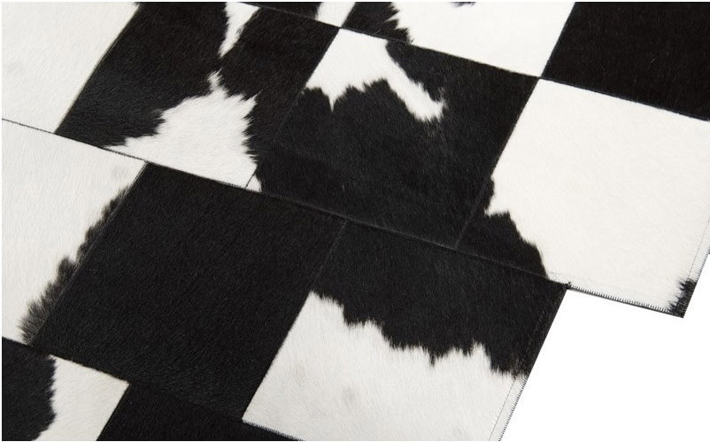 Tapete Pele de Vaca Pixel Preto e Branco | Tamanho: 115 × 163 cm
