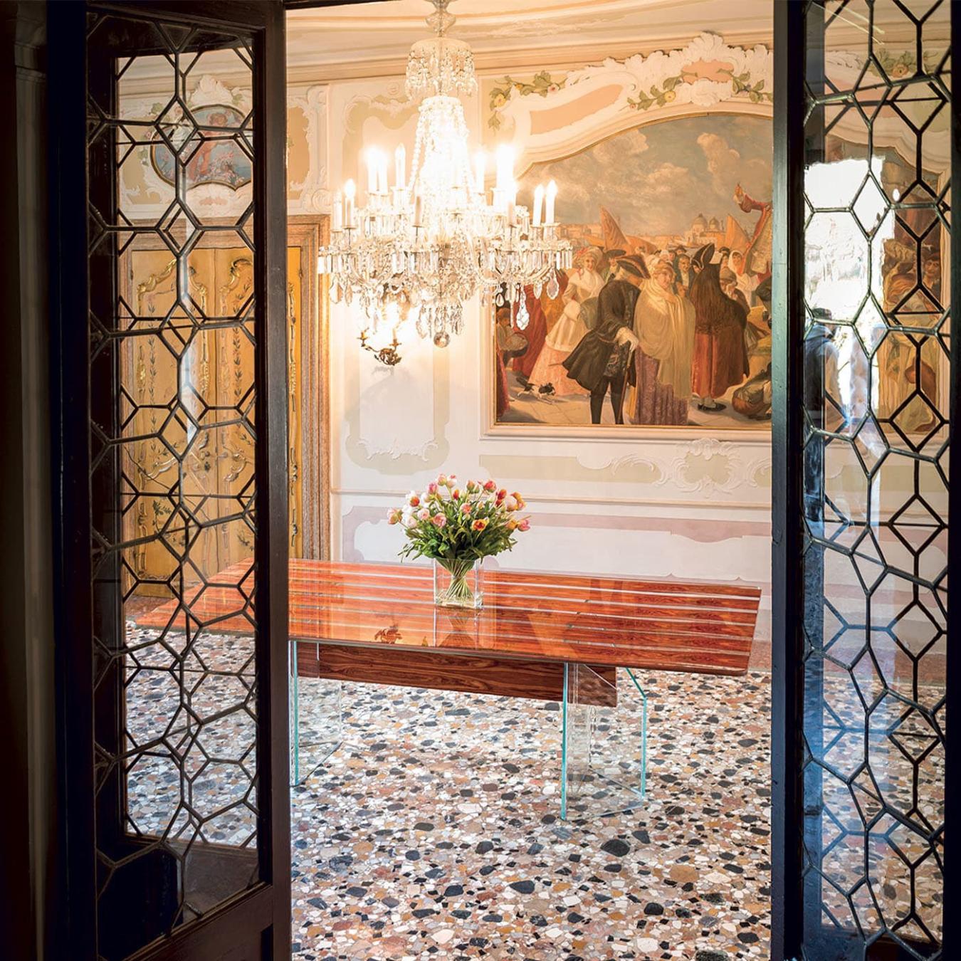 Mesa de Jantar Parigi em Madeira e Vidro