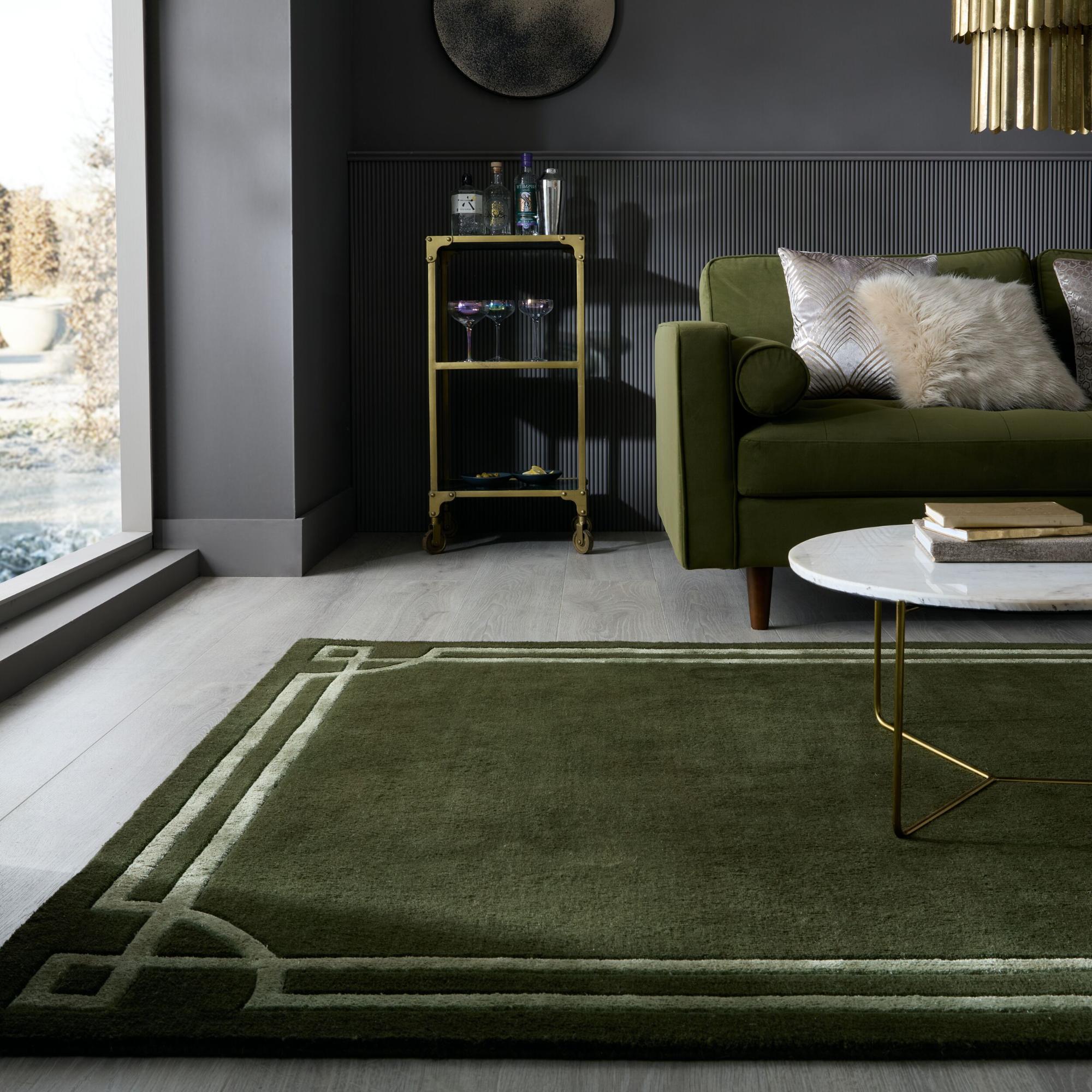 Tapete Moldura Art Deco Verde-Oliva