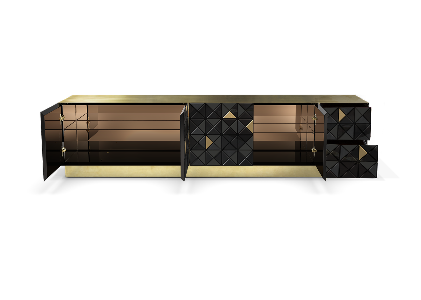 Móvel TV Preto Dourado Mosaic