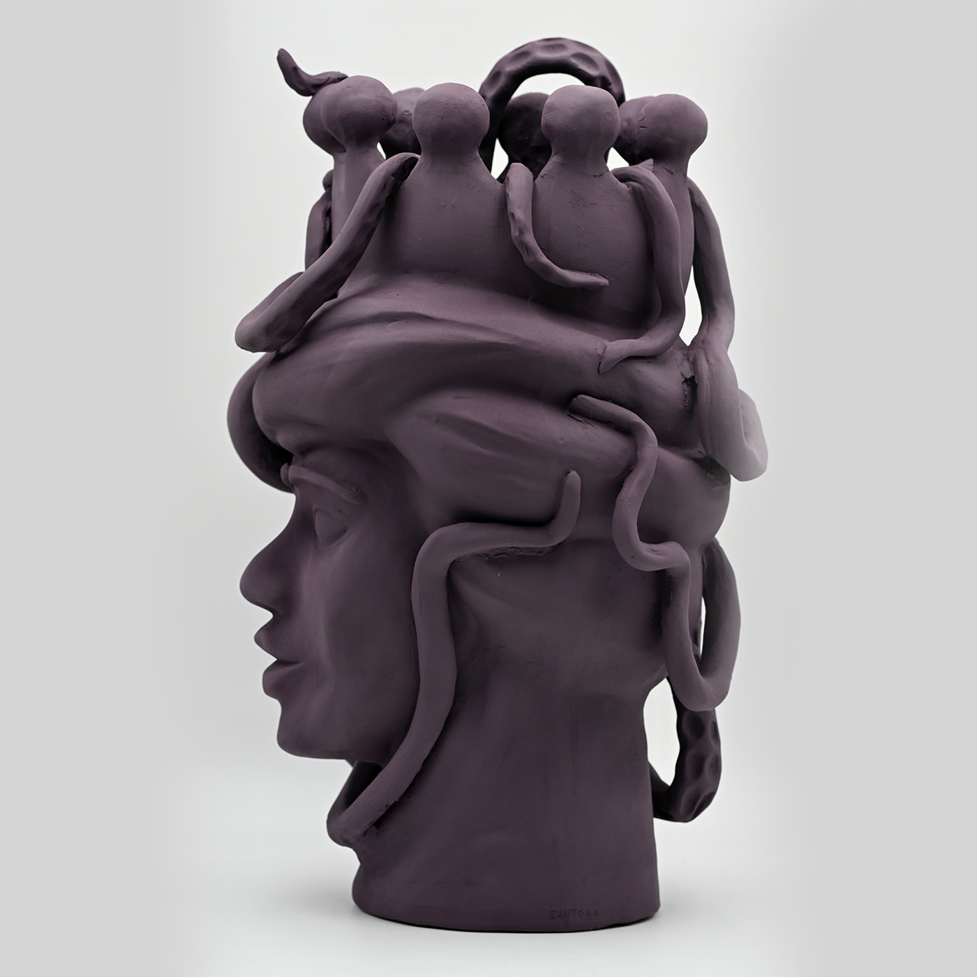 Escultura artesanal Moor's Head castanha