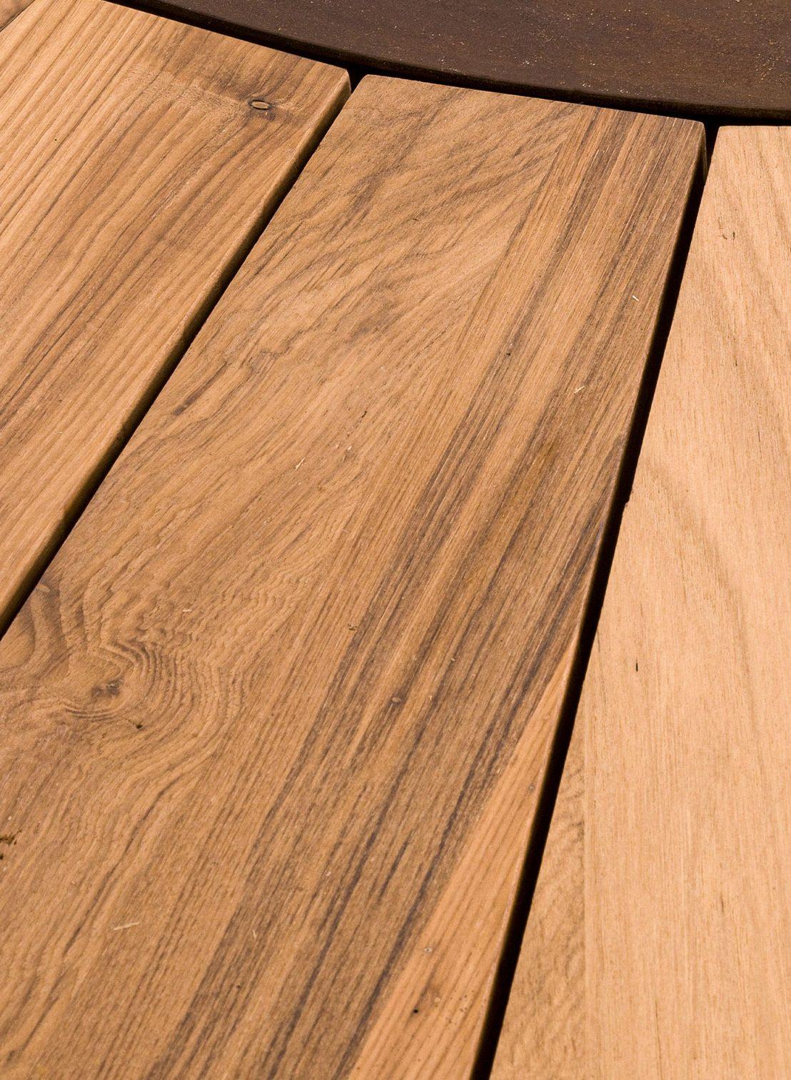Lareira exterior madeira Zero | Acabamento: Madeira antiga | Dimensões: Ø 150 cm