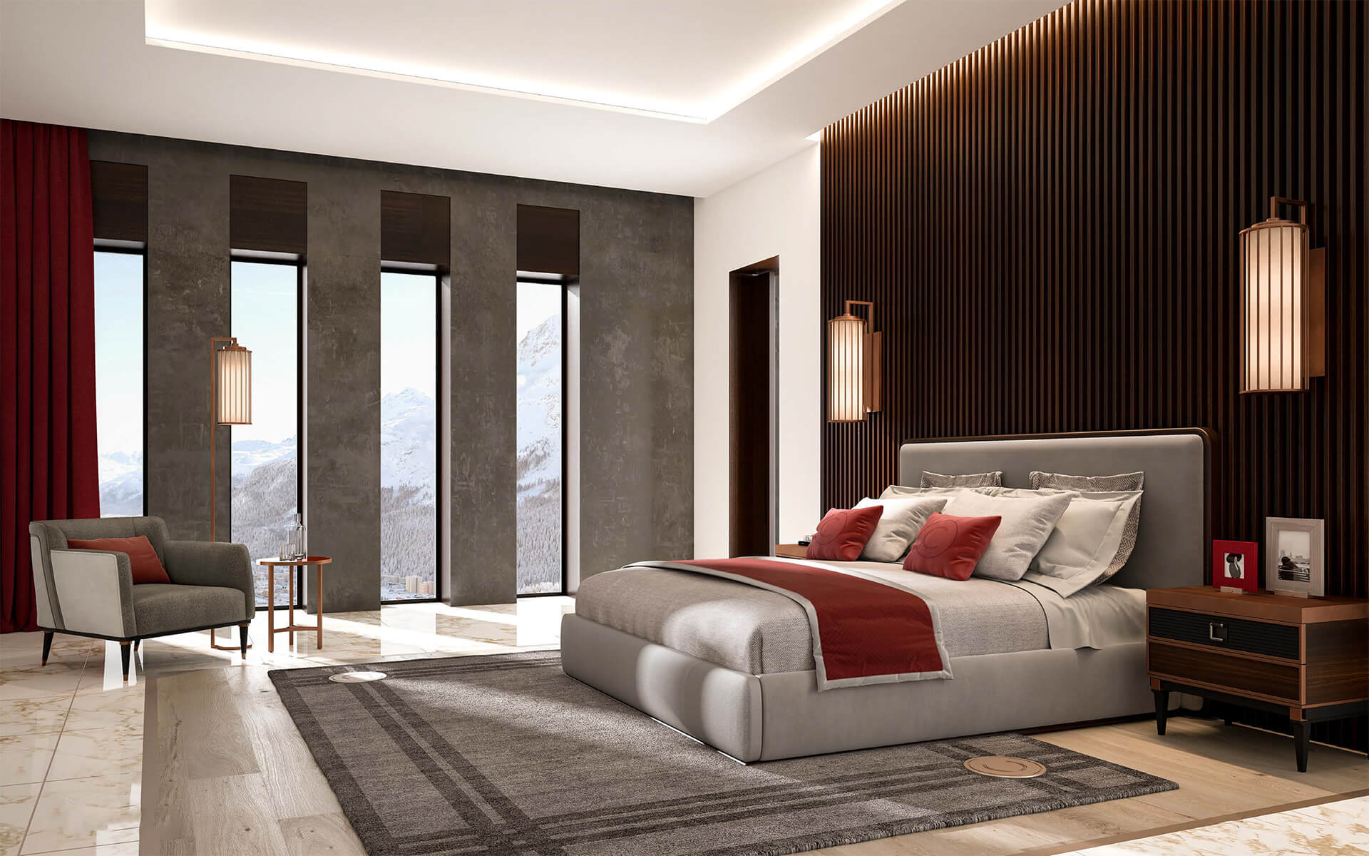 Cama Italiana Moderna com Cabeceira | Tamanho do colchão: 200 × 200 cm