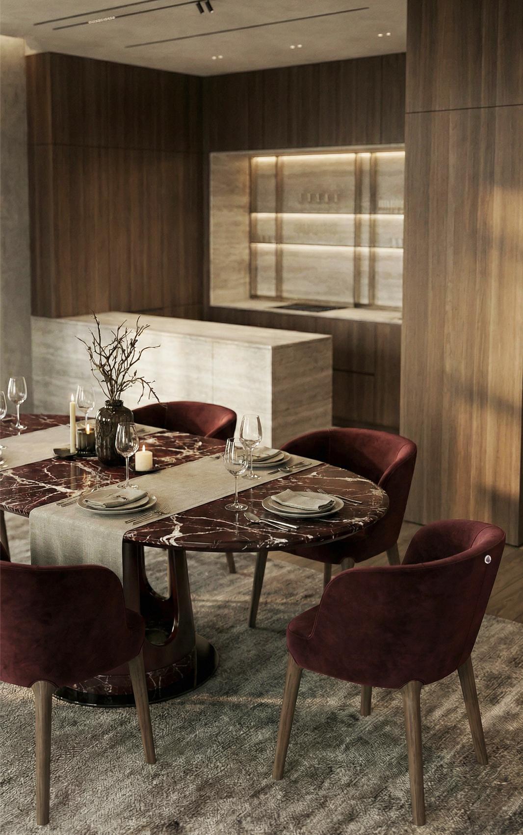 Mesa de Jantar Oval Aura em Mármore