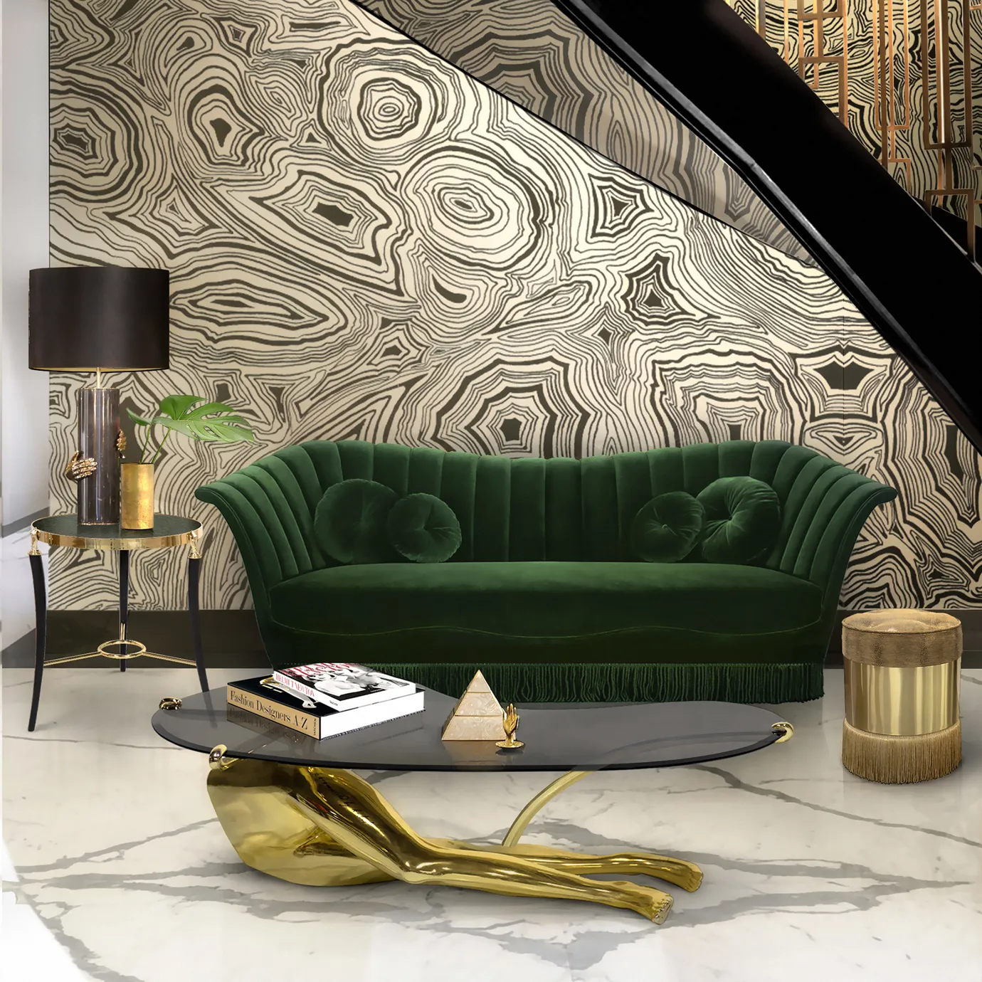 Mesa de Centro Latão Polido Tavo