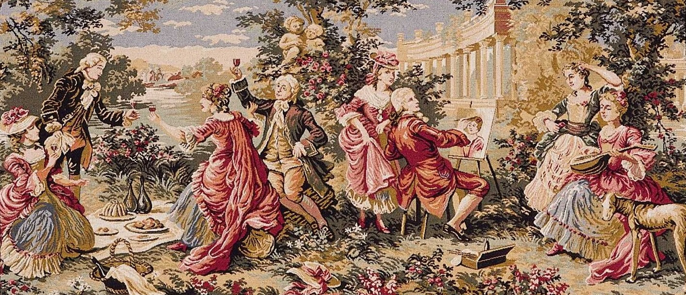 Tapeçaria festa no jardim no campo sem margem