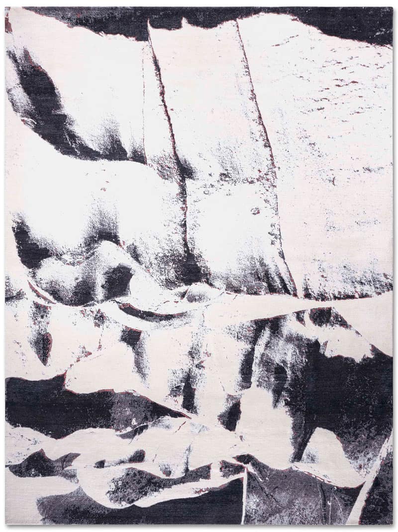 Tapete Preto e Branco Feito à Mão | Tamanho: 140 × 210 cm