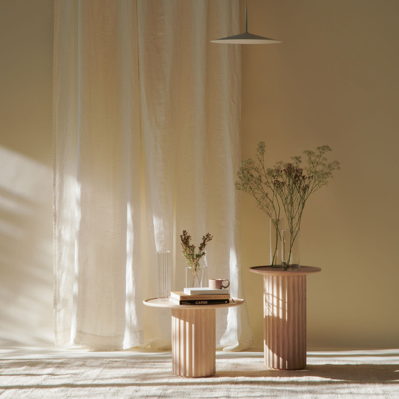 Mesa de Centro Freixo Natural Capitello | Dimensões: Ø 40 cm