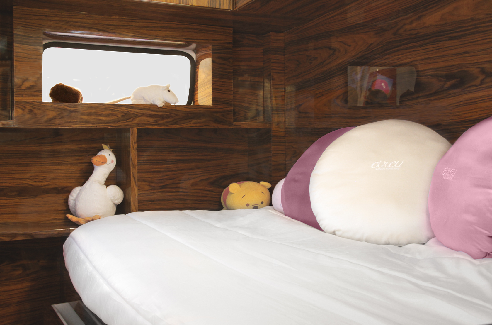 Conjunto de quarto caravana do viajante rosa