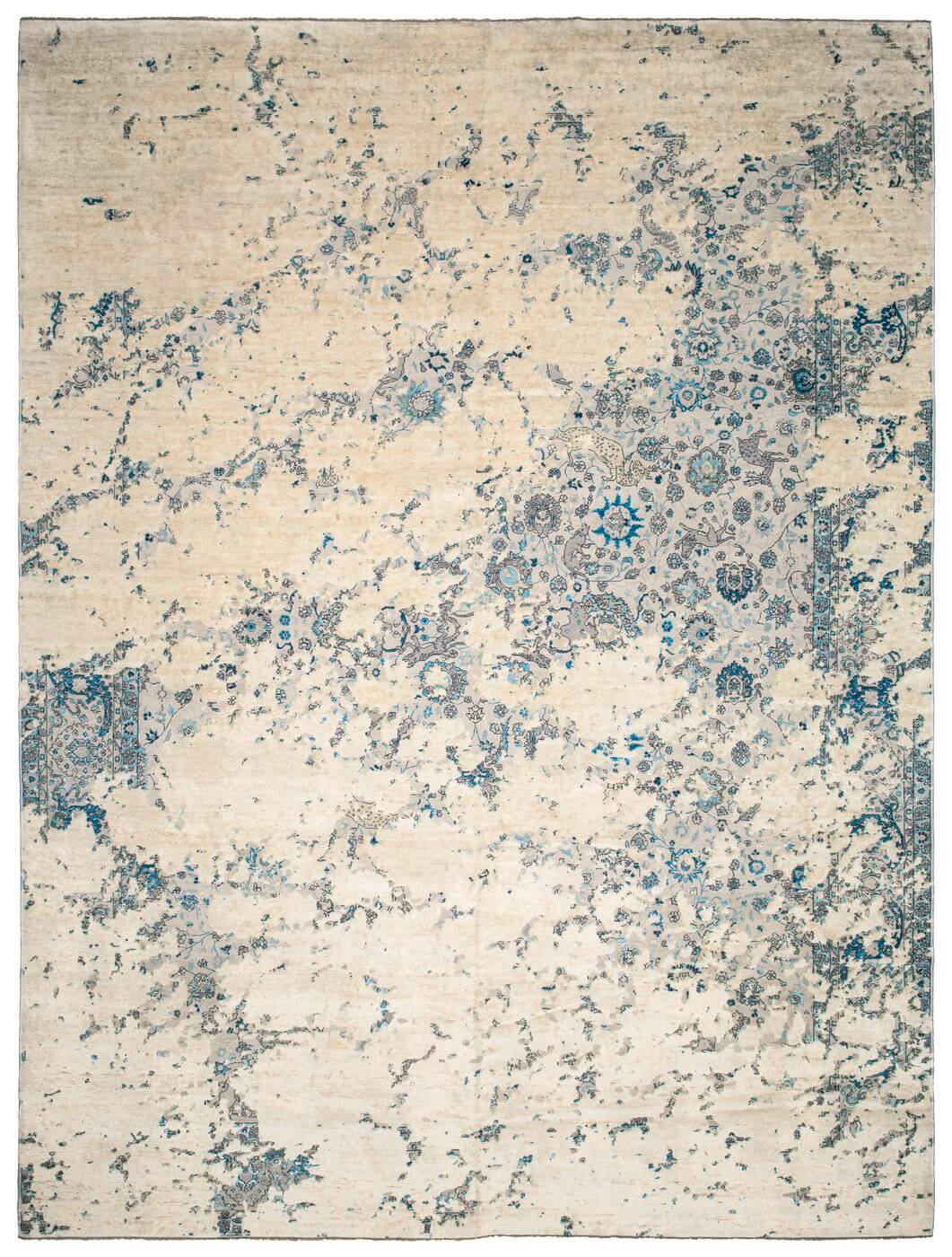 Tapete Seda Kirman Jungle Aerial Branco | Tamanho: 200 × 300 cm