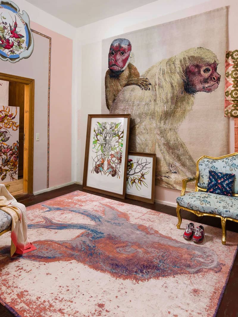 Tapete Two Monkeys Tecido à Mão