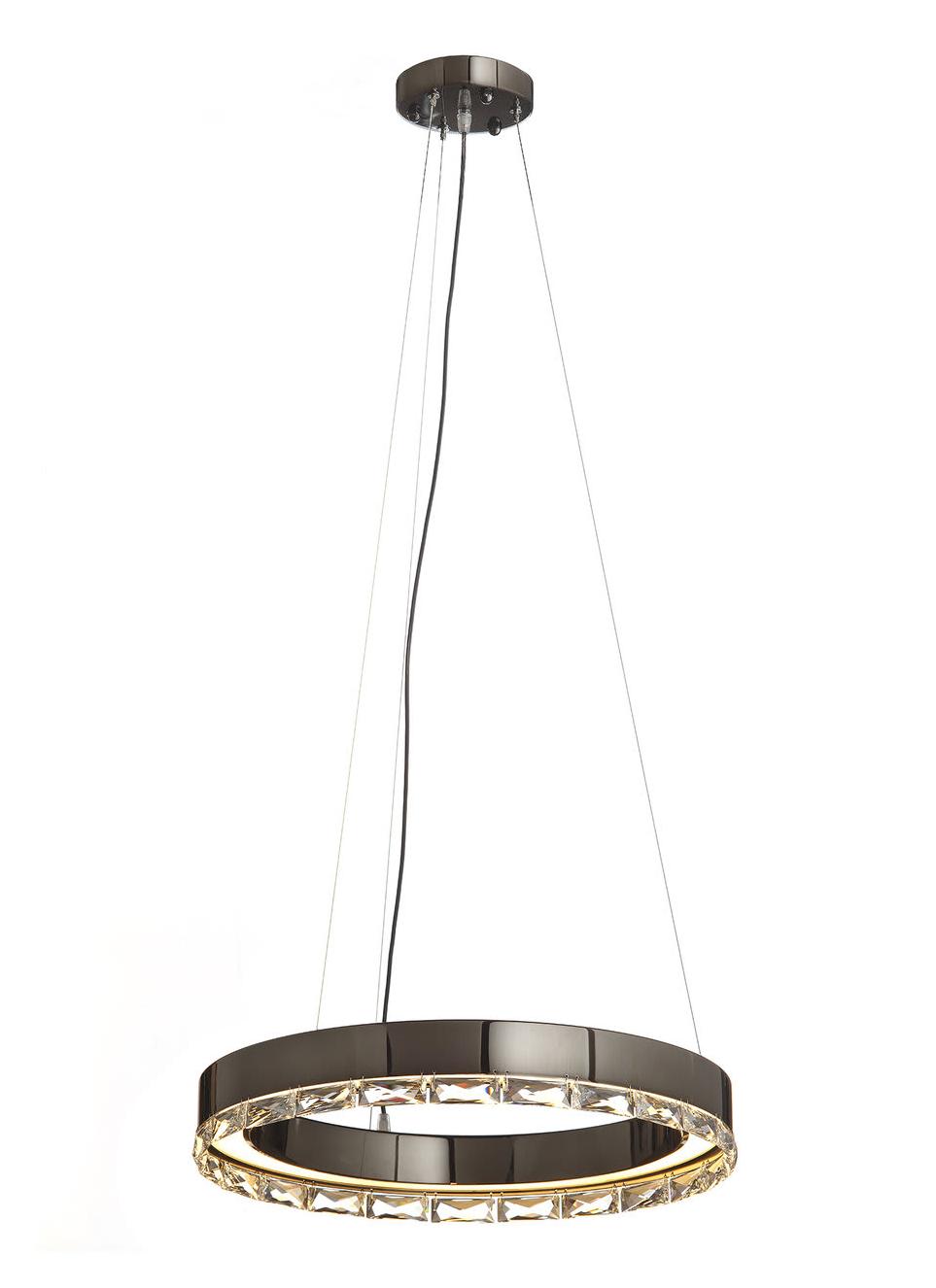 Lustre LED em Anel Dark Nickel com Cristal Asfour