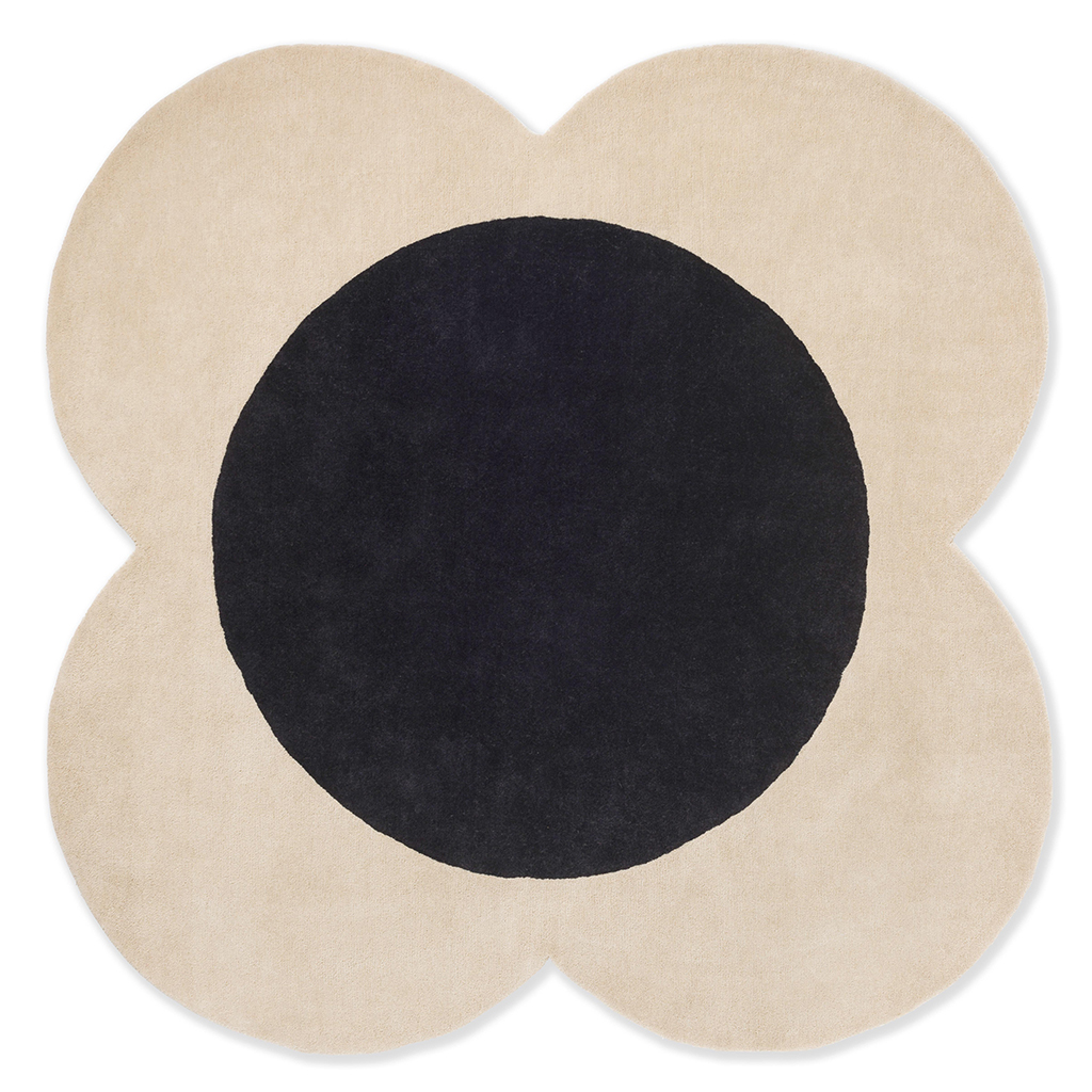Tapete Designer Lã Flower Spot Cru/Preto | Tamanho: Ø 150 cm