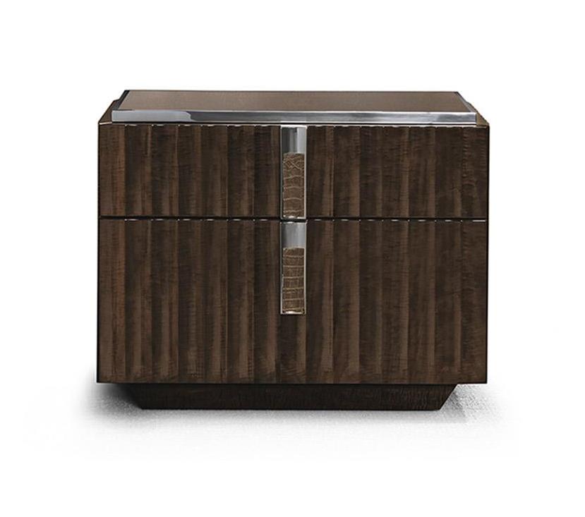 Mesa de Cabeceira Premium com Inserções em Pele