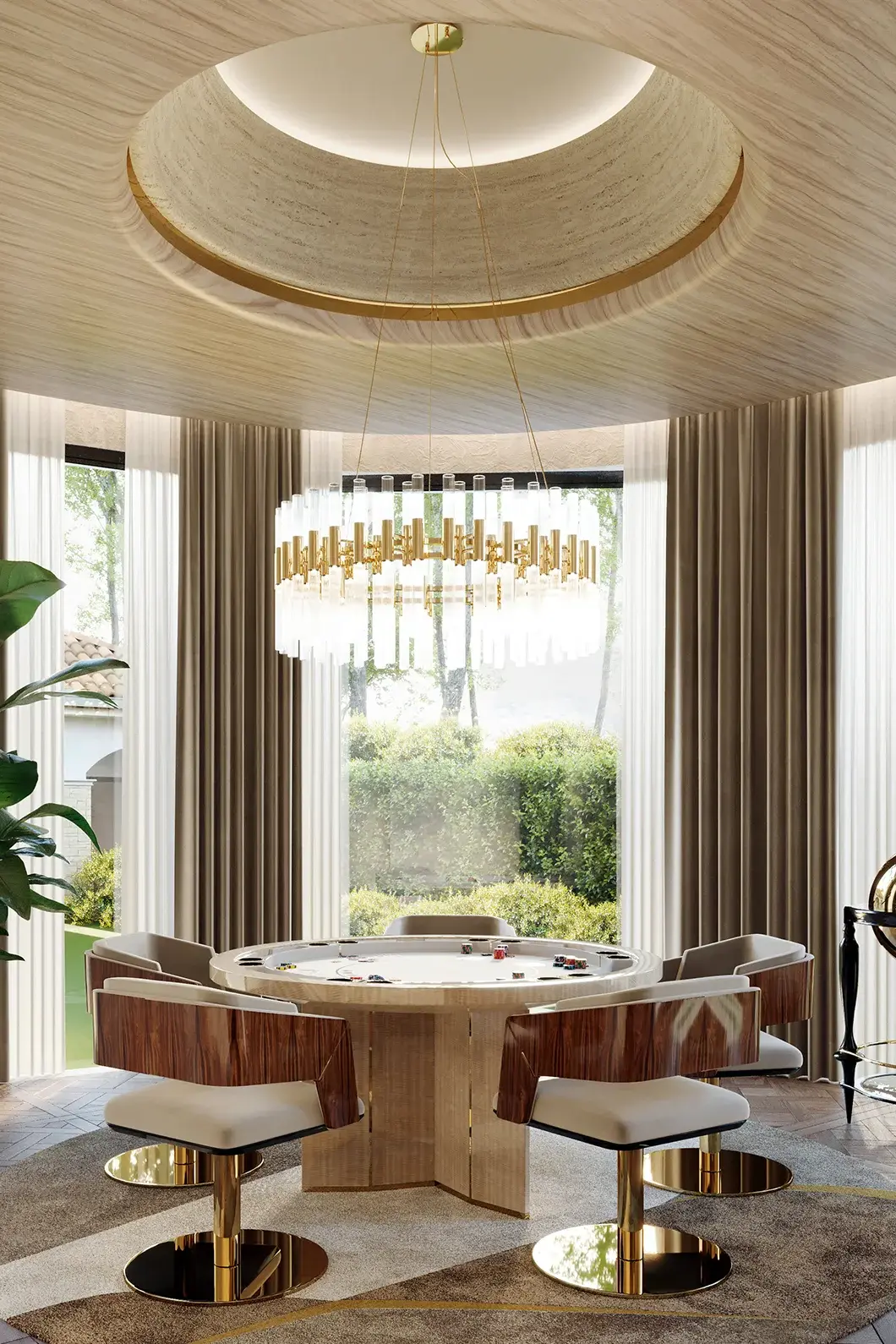 Candeeiro suspenso redondo cascata