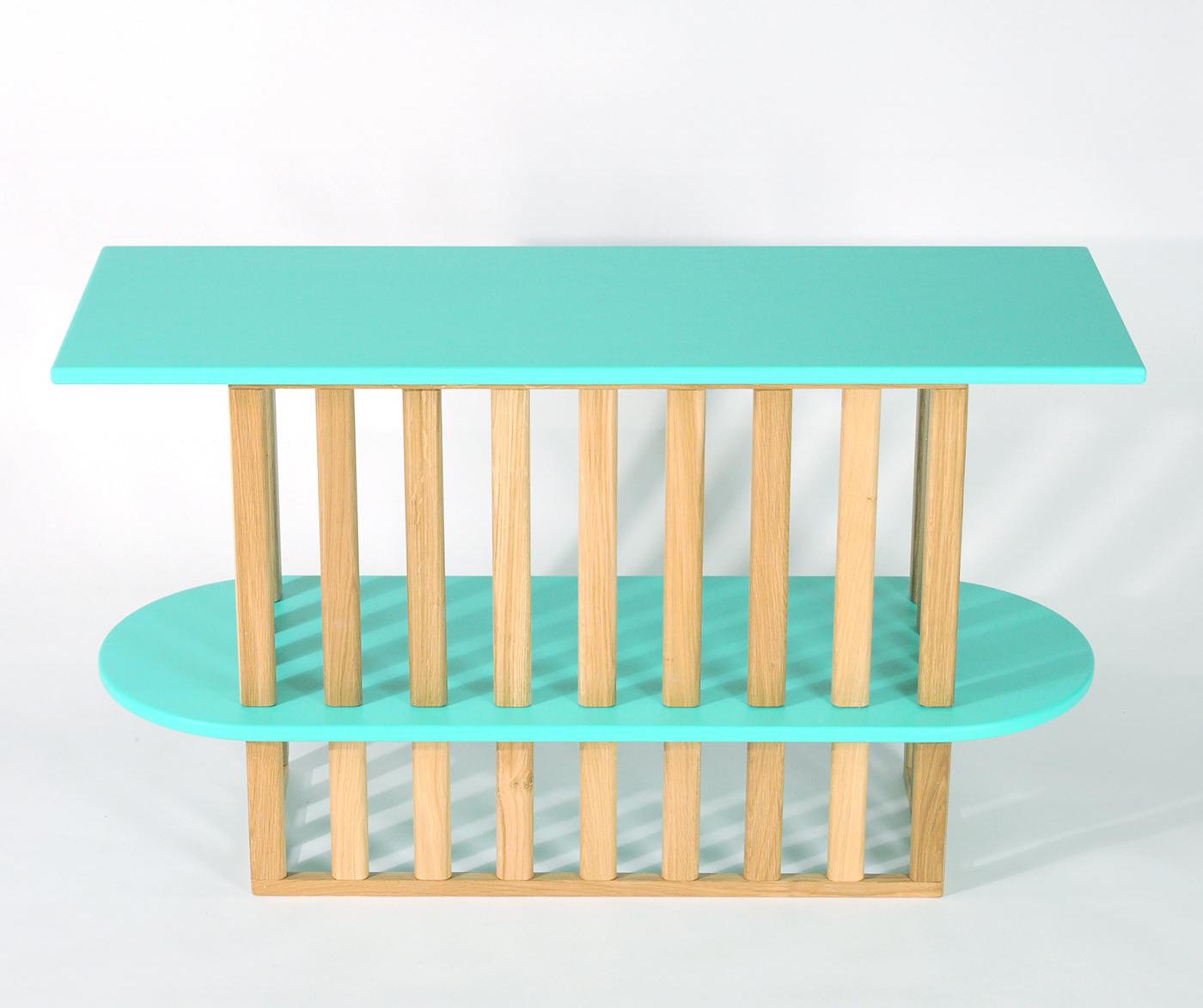 Estante Verde de Dois Níveis