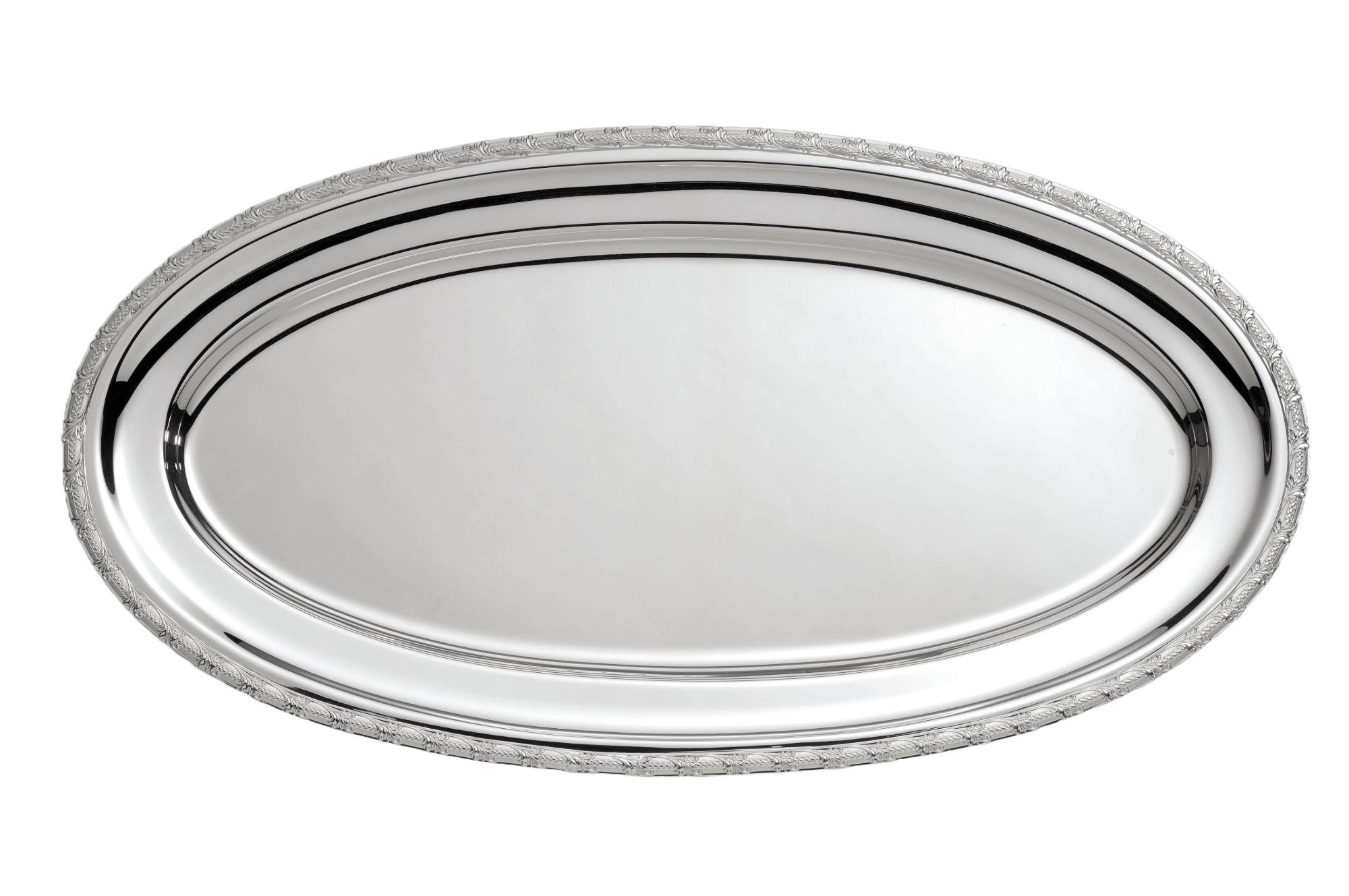 Travessa oval prateada | Dimensões: 37 × 54 cm