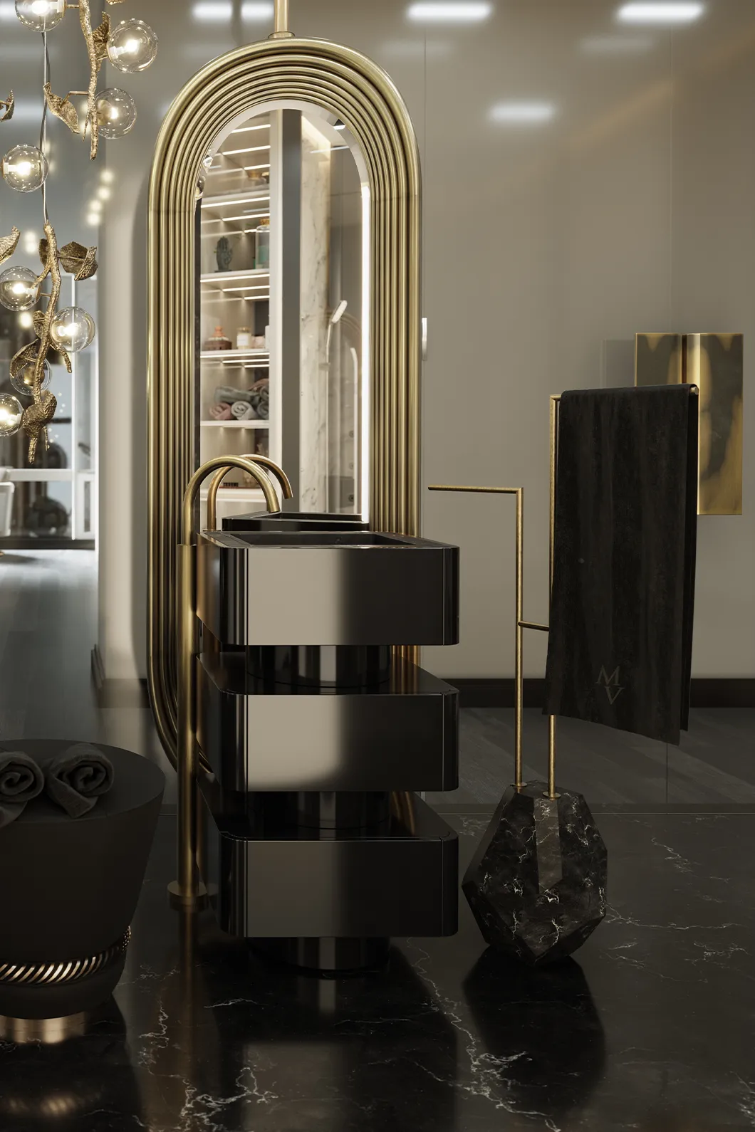 Suporte para toalhas Brilliance preto