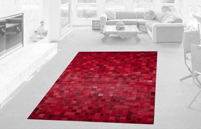 Tapete Pele de Vaca Mosaic Vermelho | Tamanho: 200 × 300 cm