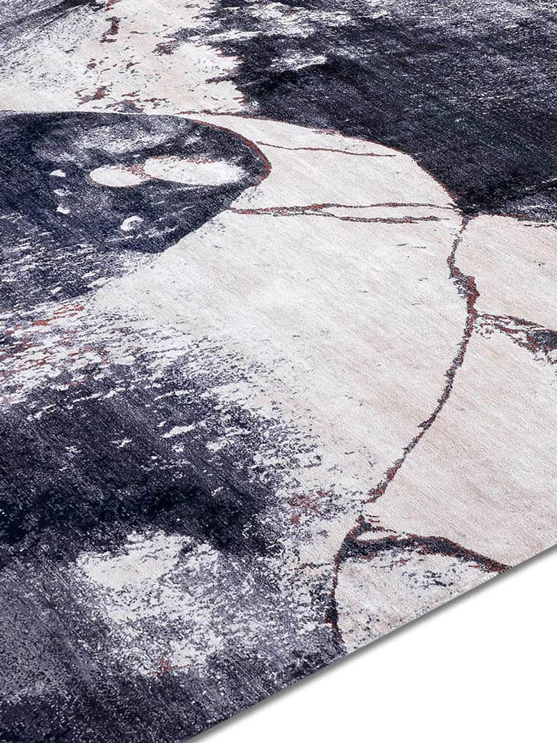 Tapete Preto e Branco Feito à Mão | Tamanho: 170 × 240 cm