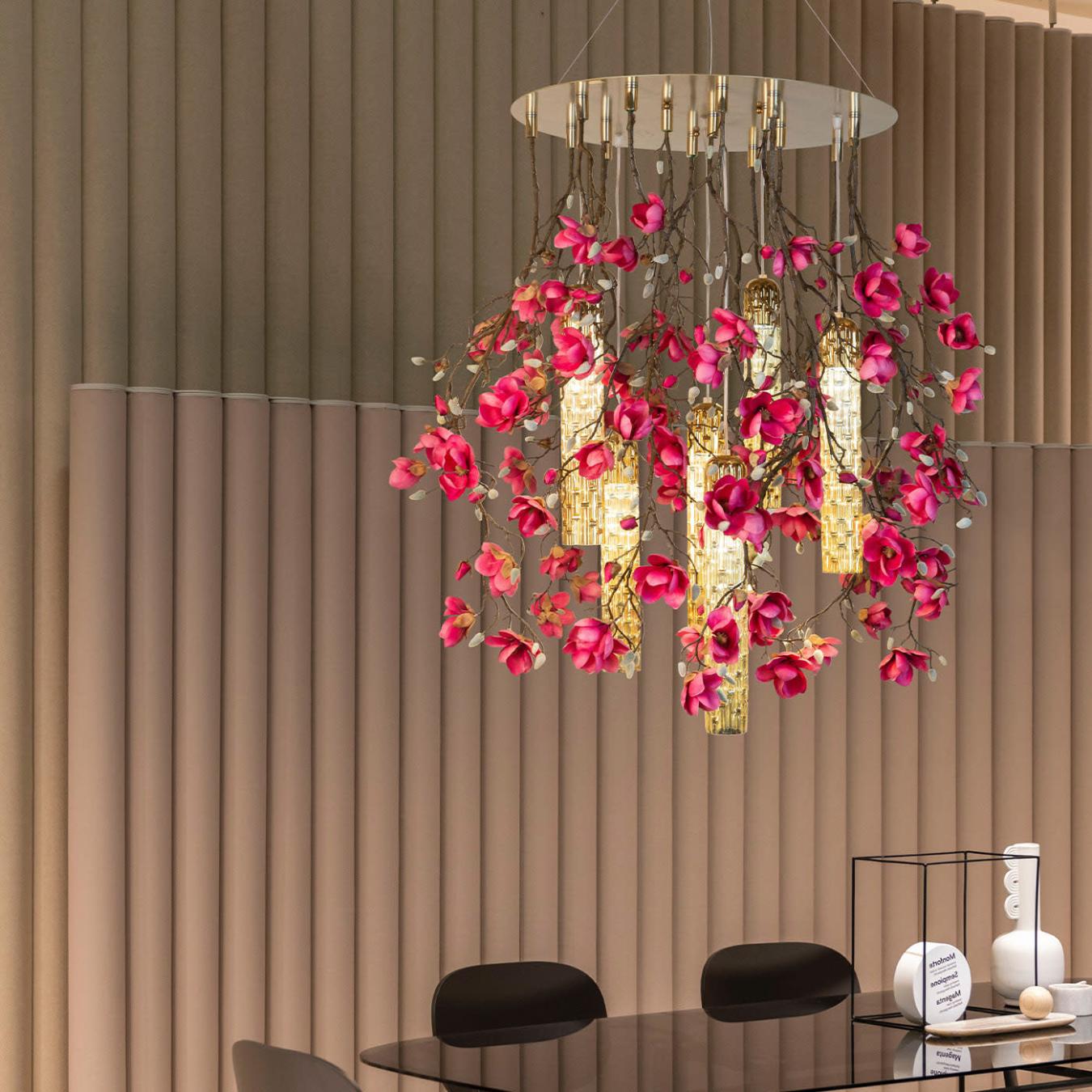 Lustre Magnolia Rosa e Dourado