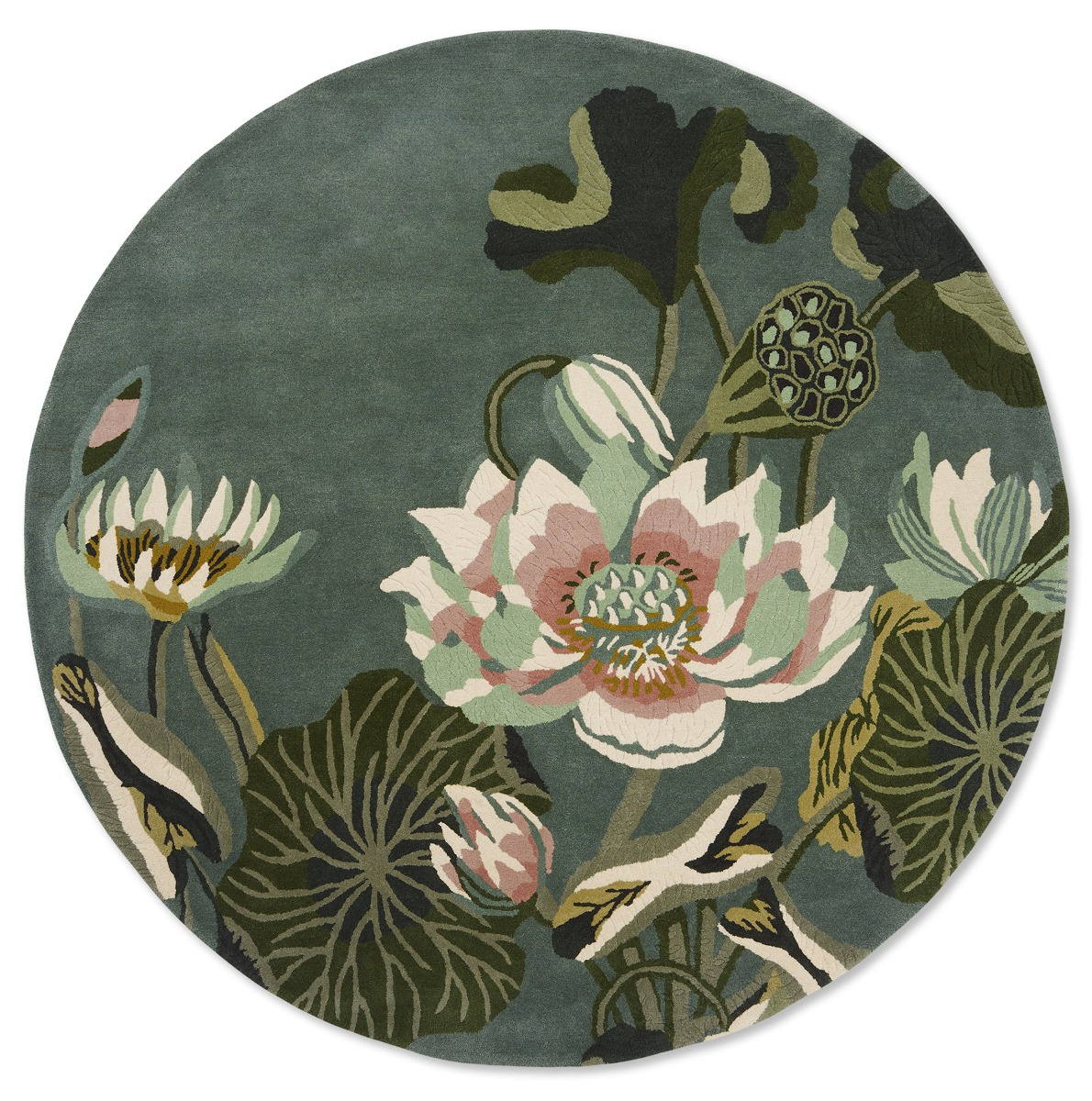 Tapete Círculo Waterlily Lago Meia-noite | Tamanho: Ø 150 cm