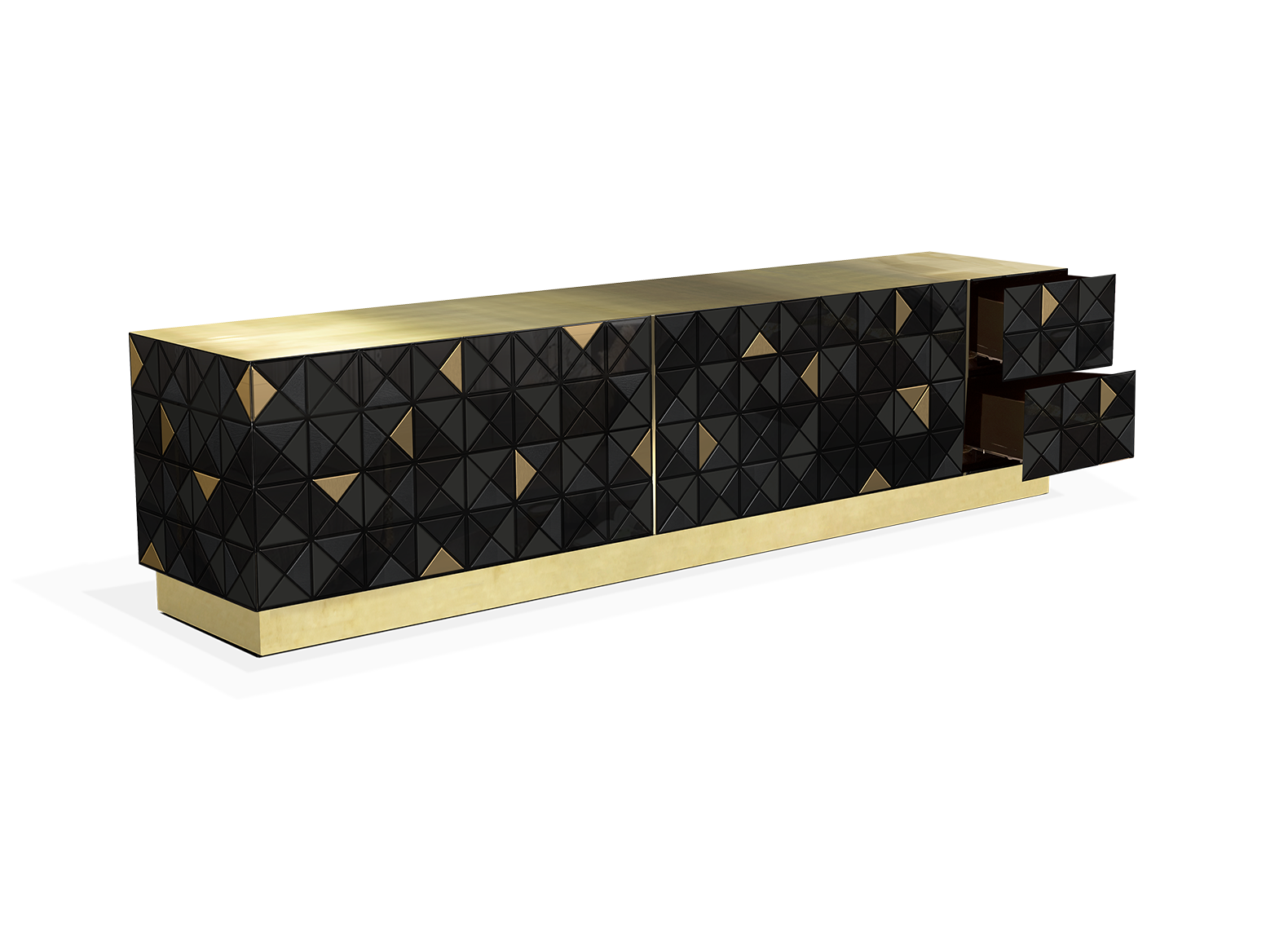 Móvel TV Preto Dourado Mosaic