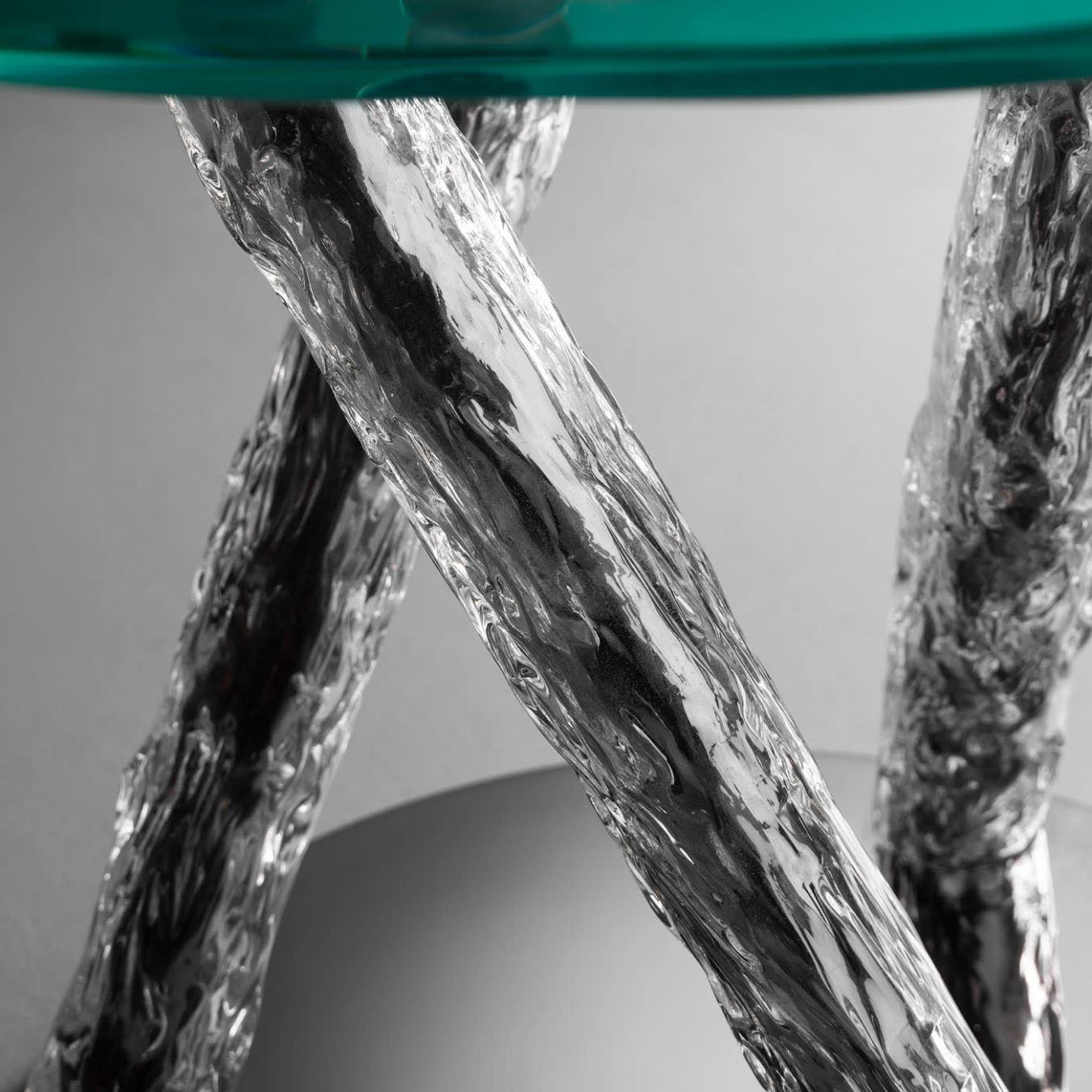 Mesa de Jantar Redonda em Vidro com Pés Escultóricos